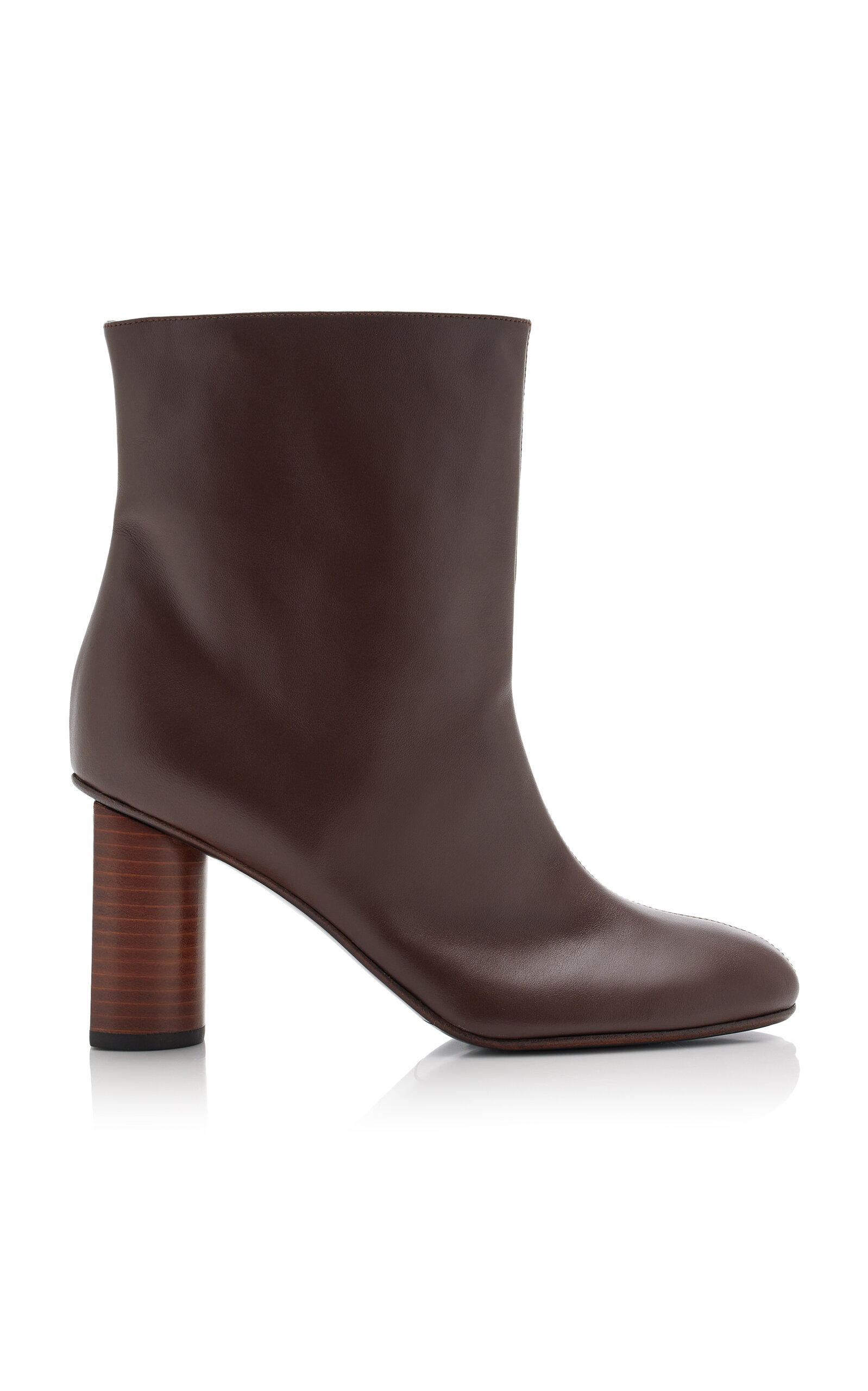 Shop Co Front Seam Leather Ankle Boots In Brown