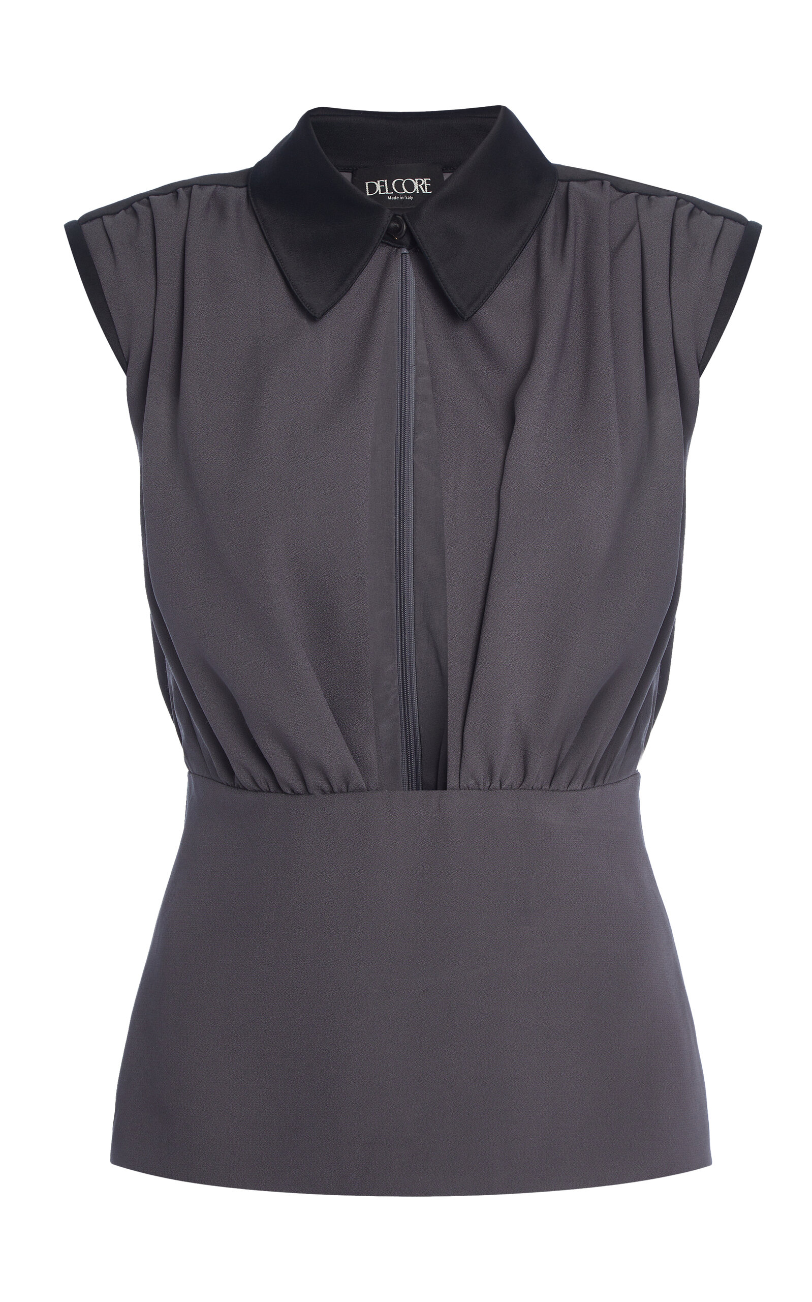 Shop Del Core Draped Top In Dark Grey