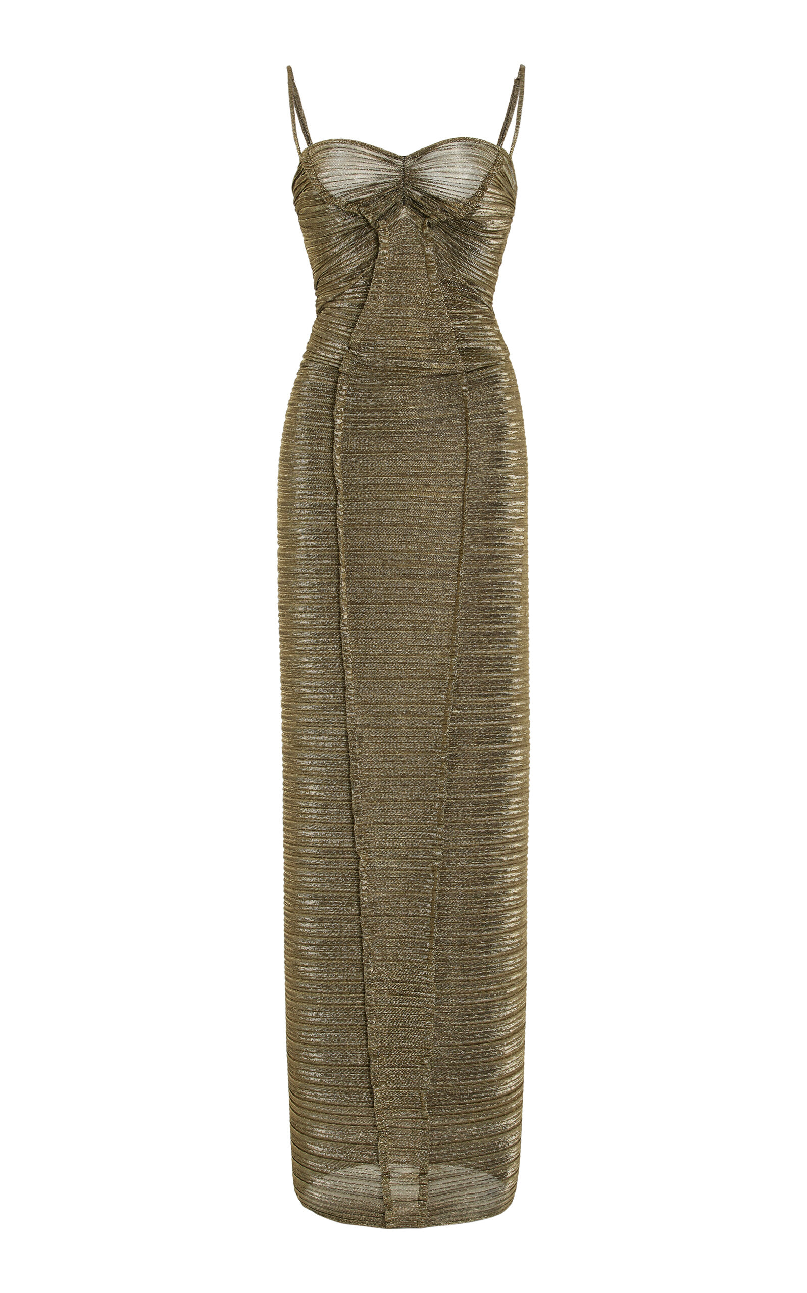 Shop Georgia Hardinge Exclusive The Element Metallic Knit Maxi Dress In Gold