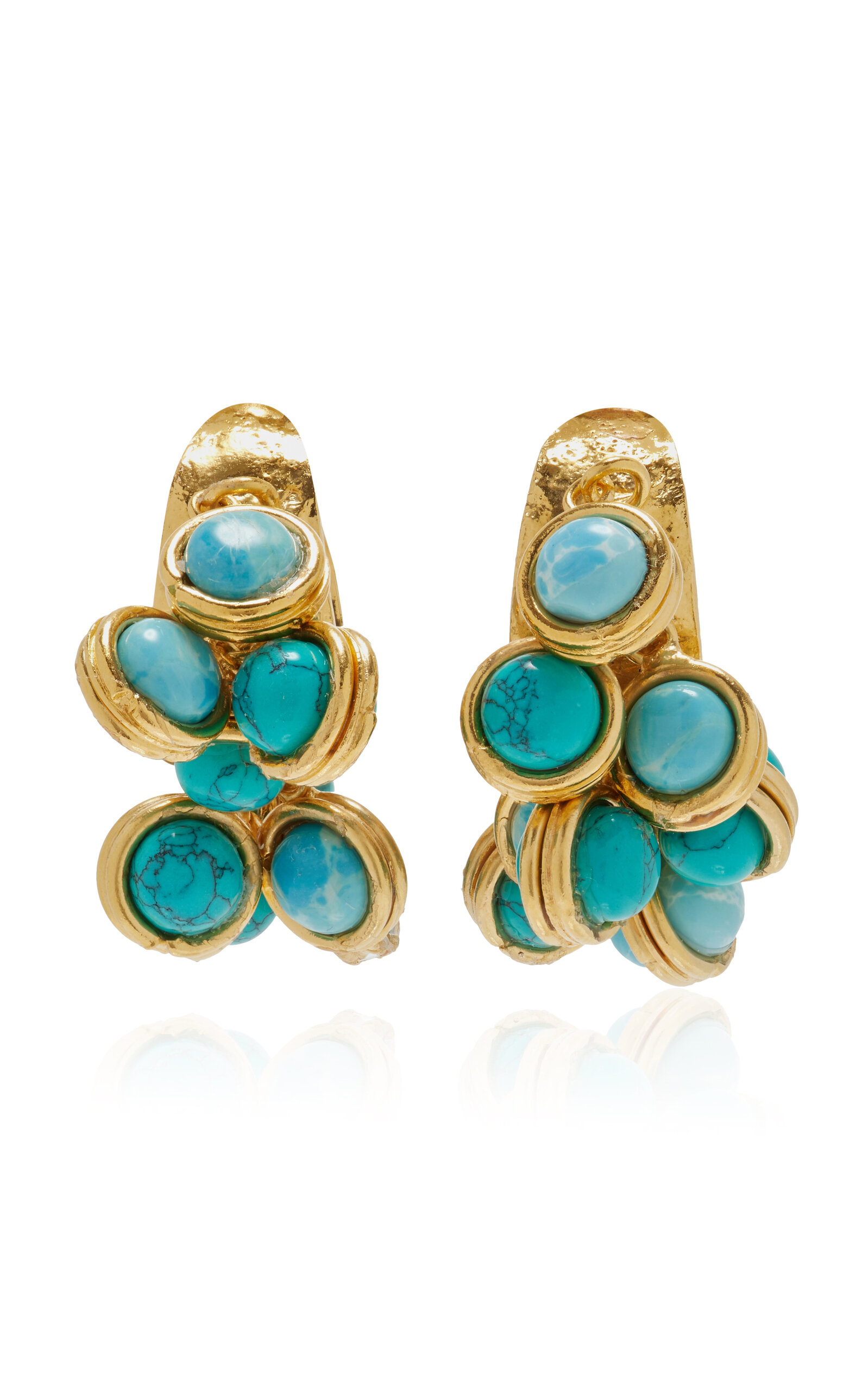 Mini Candies Turquoise; Larimar 22K Gold-Plated Earrings