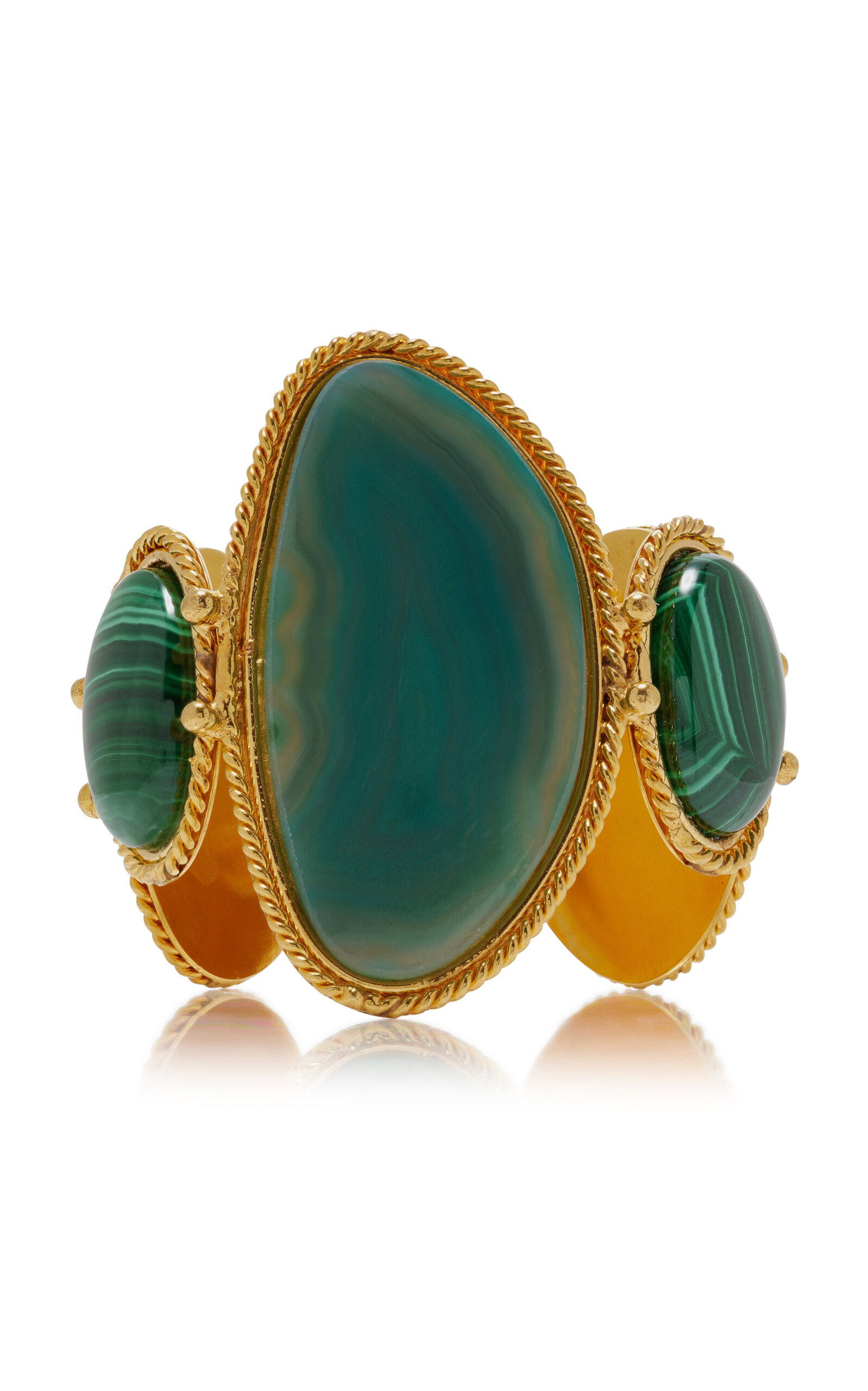 Dakota Agate; Malachite 22K Gold-Plated Cuff