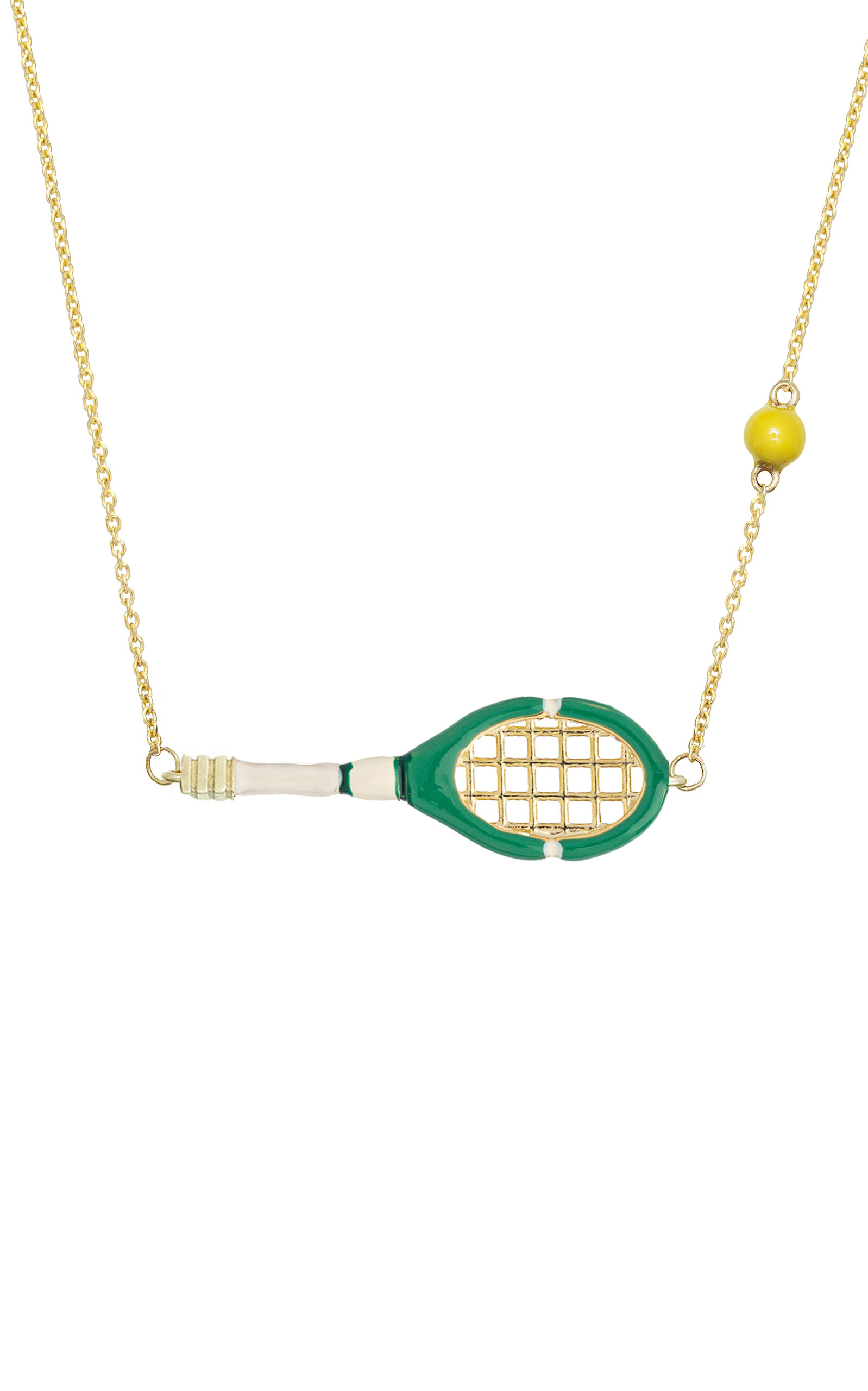 Tennis Pelota Enameled 9K Yellow Gold Necklace