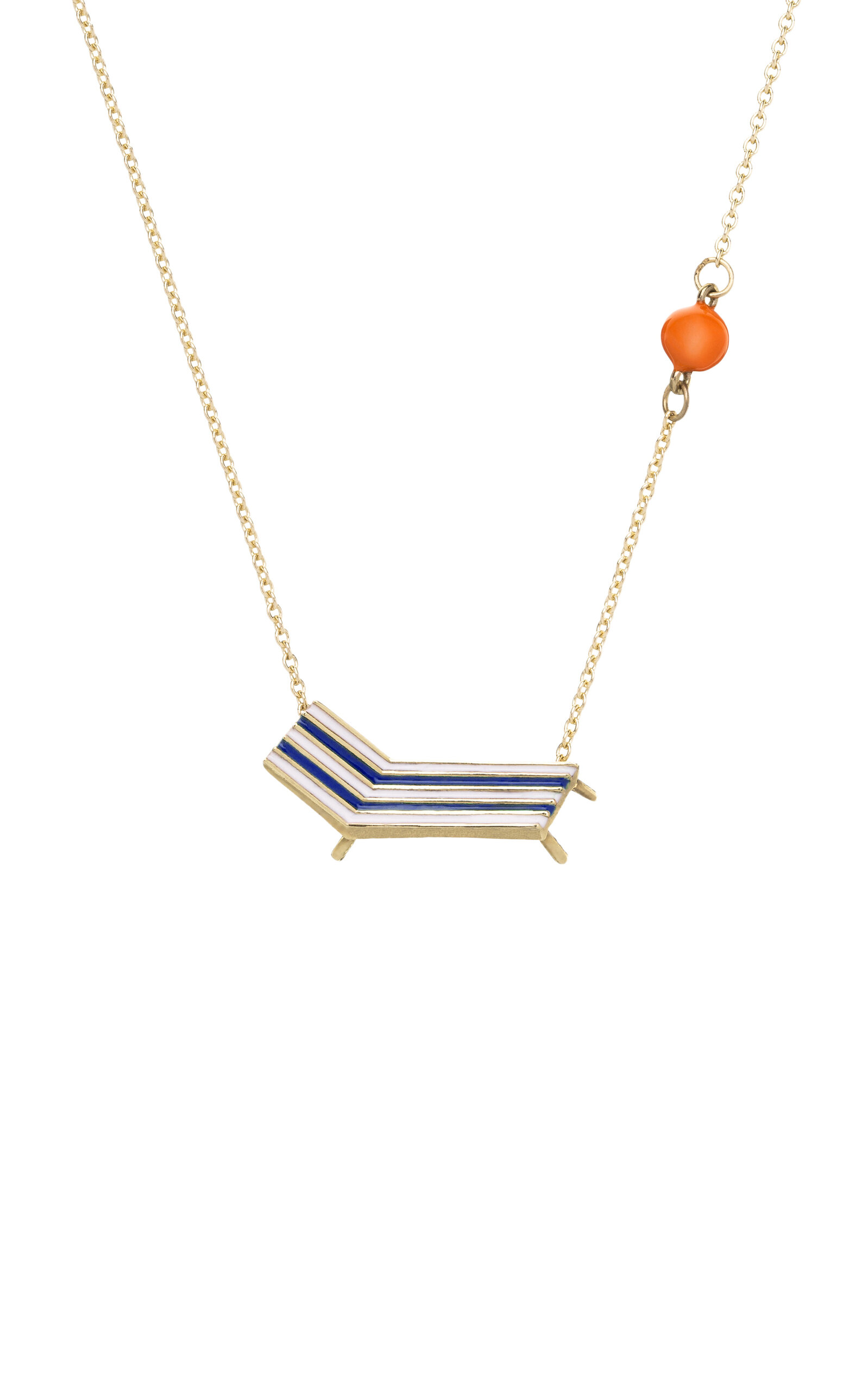 Beach Chair Enameled 9K Yellow Gold Necklace