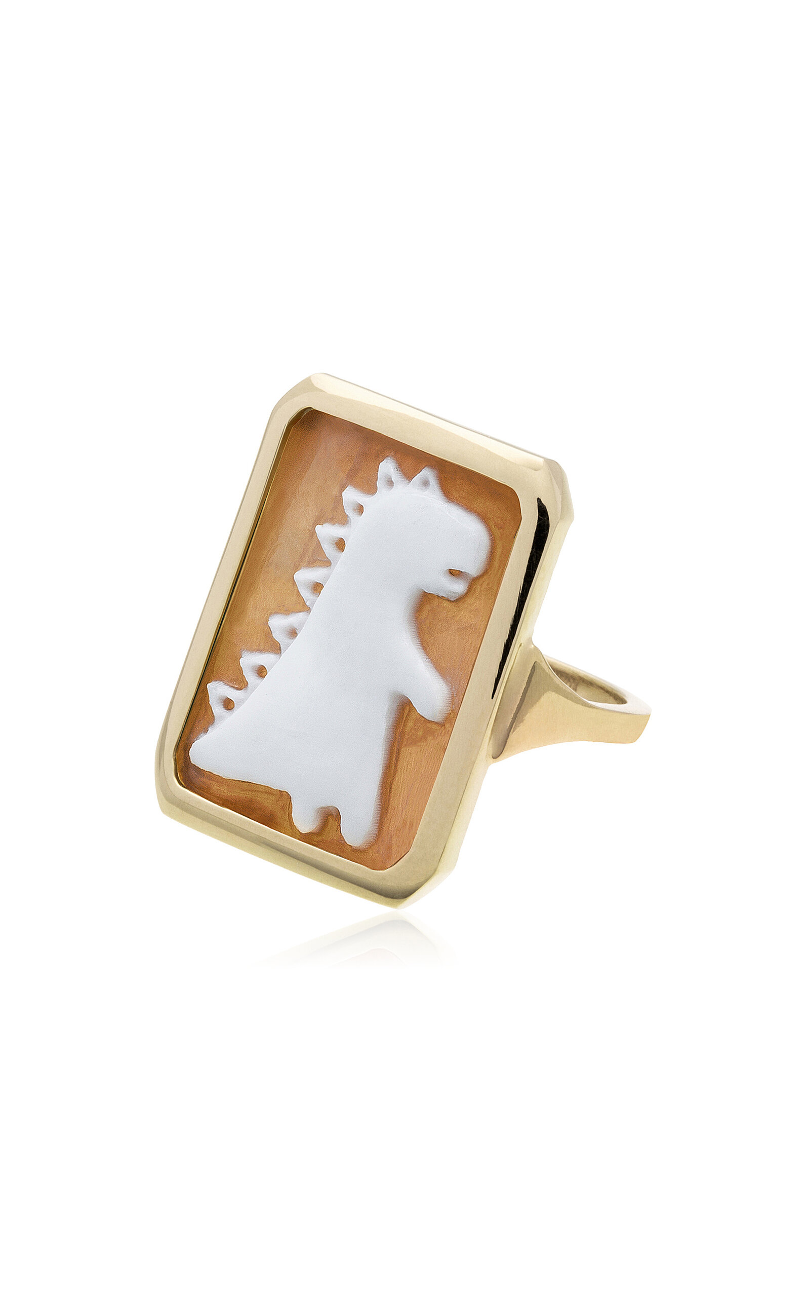 Cameo Dino 9K Yellow Gold Carnelian Ring