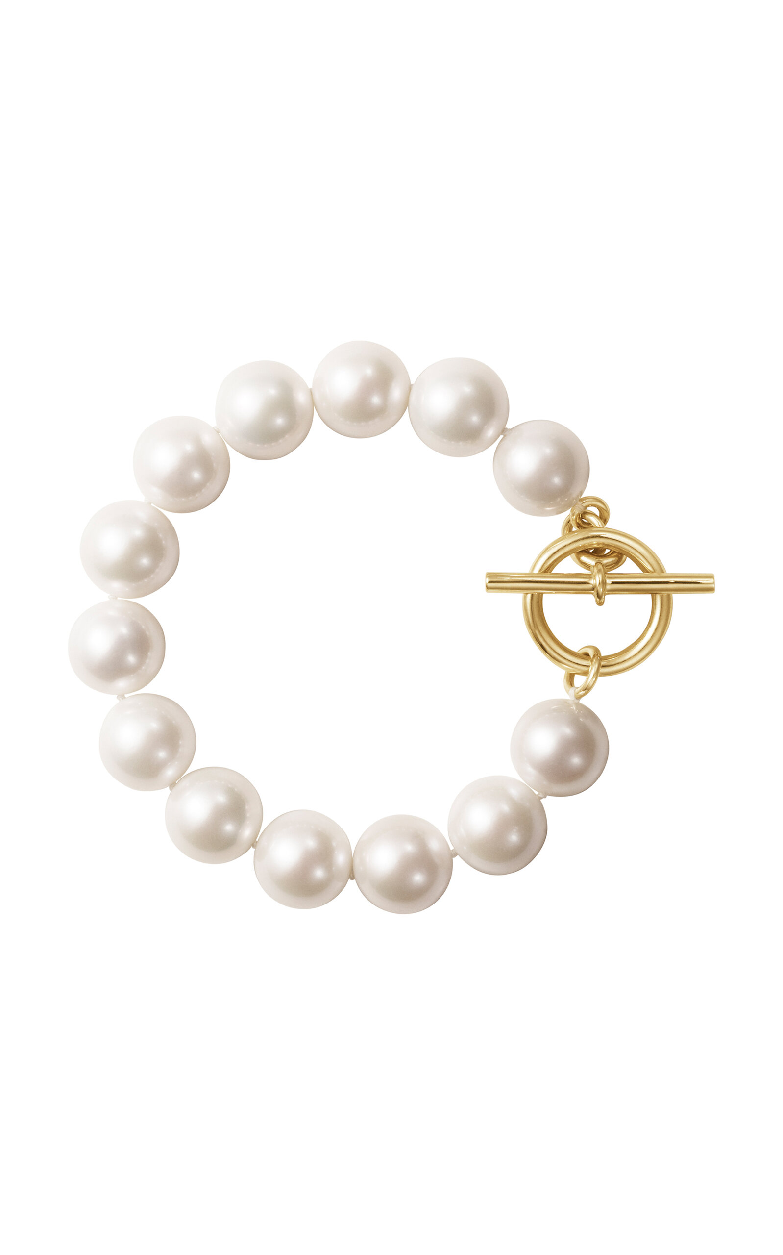 Shop Sophie Bille Brahe 14k Recycled Yellow Gold La Belle Perle Bracelet In White