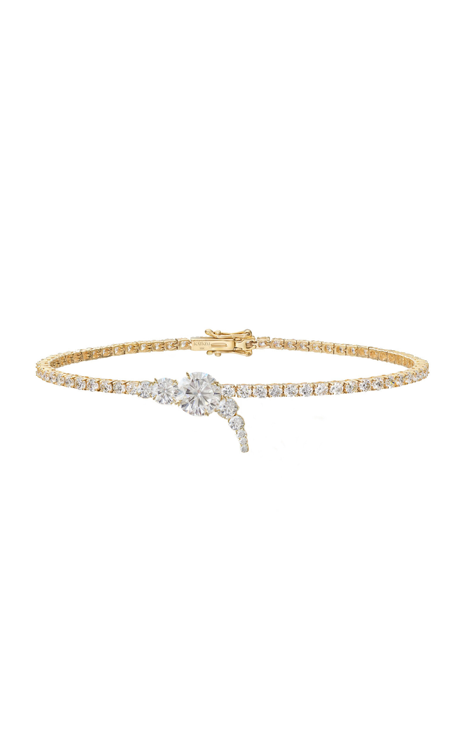 Shop Katkim Petite Serif 18k Yellow Gold Diamond Bracelet