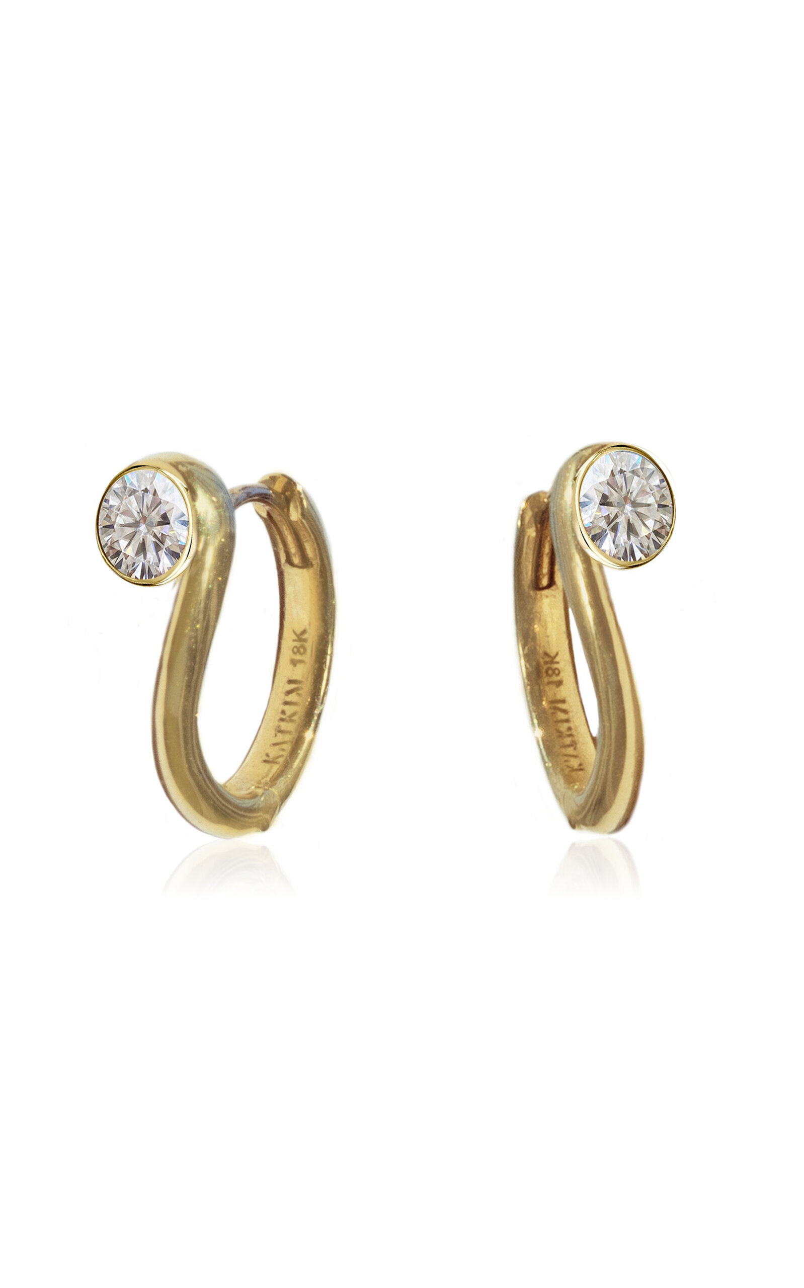 Trace 18K Yellow Gold Diamond Hoop Earrings