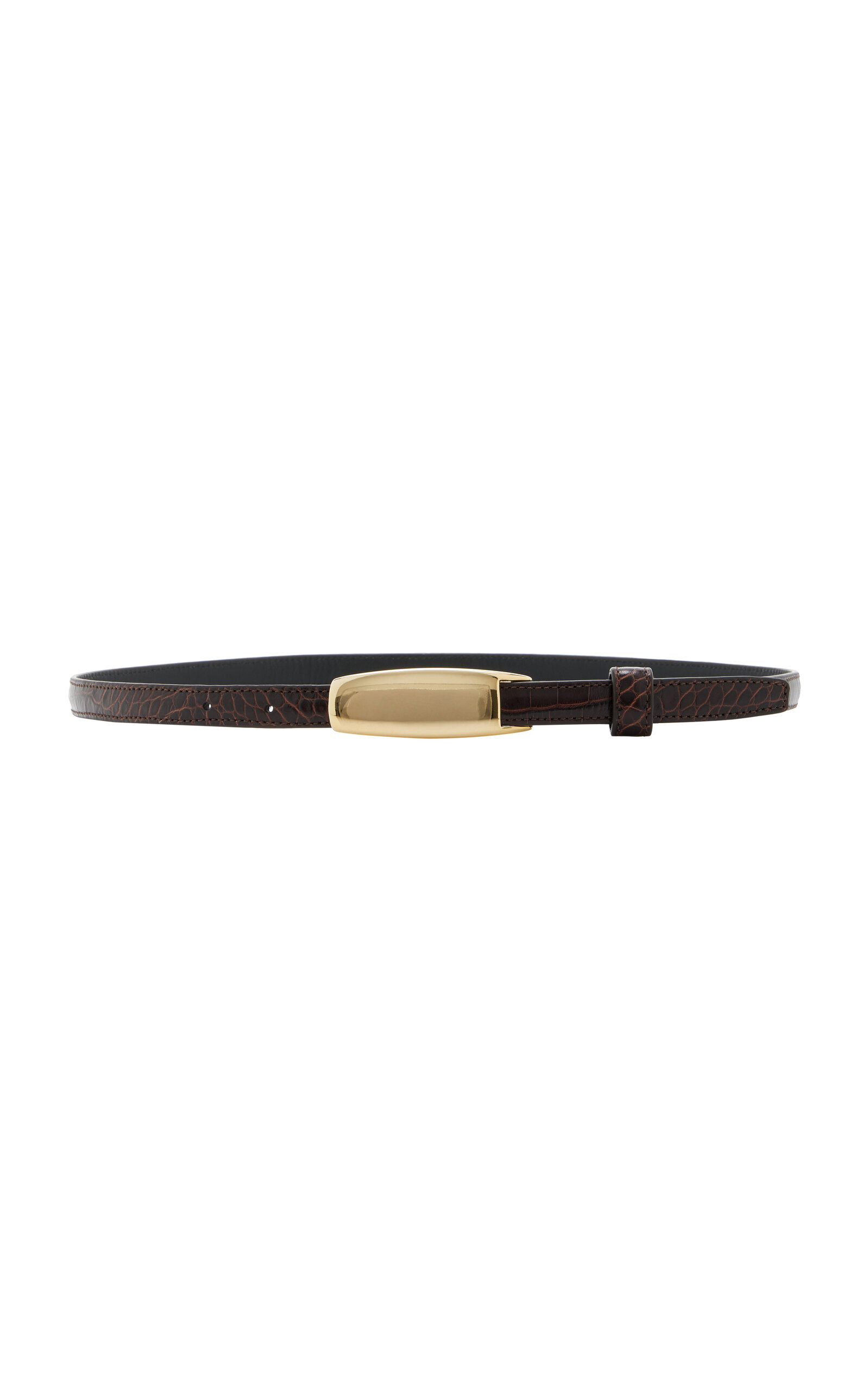 Shop Ben-amun Croc-effect Leather Belt In Brown