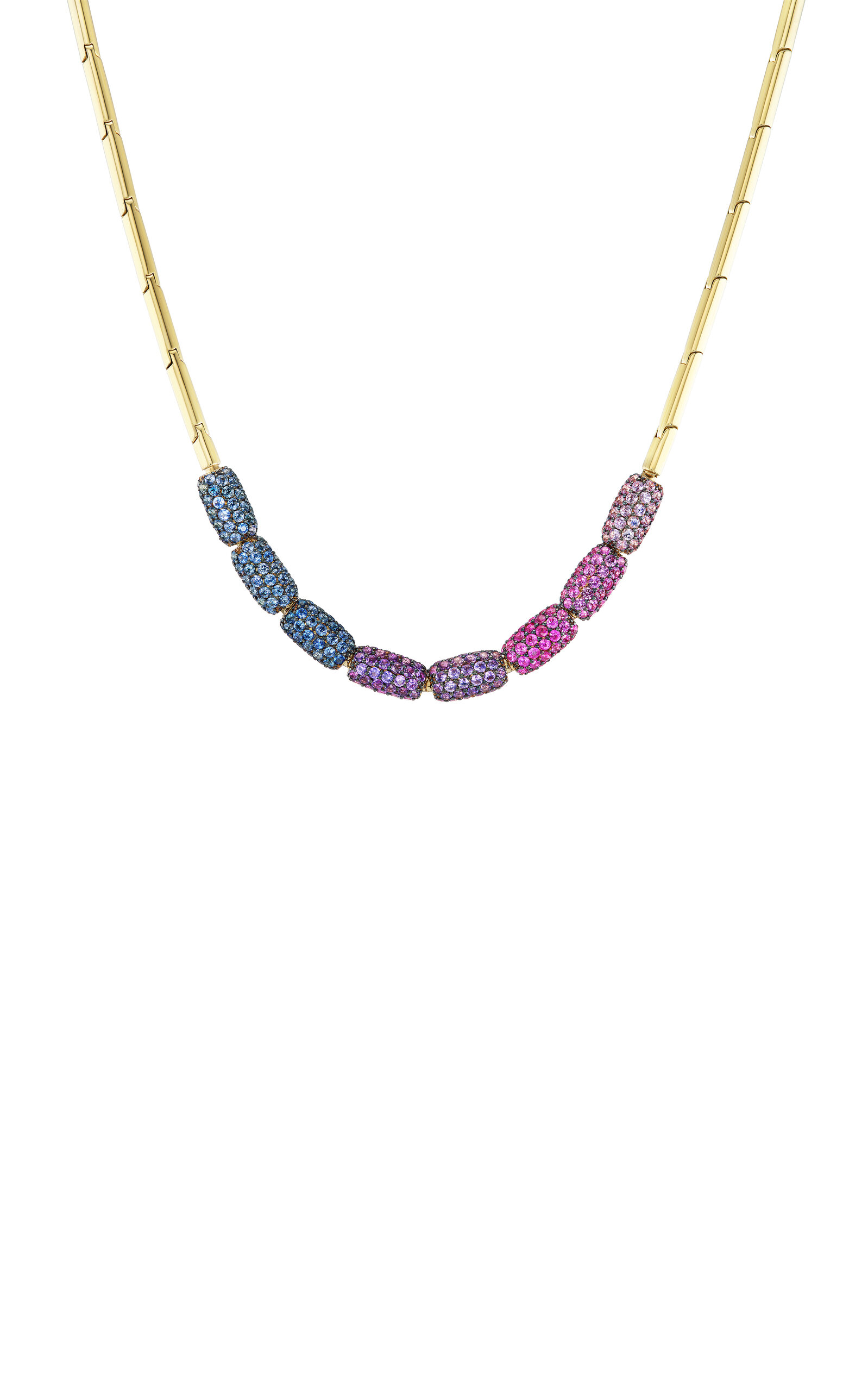 Barrel 18K Yellow Gold Sapphire Necklace