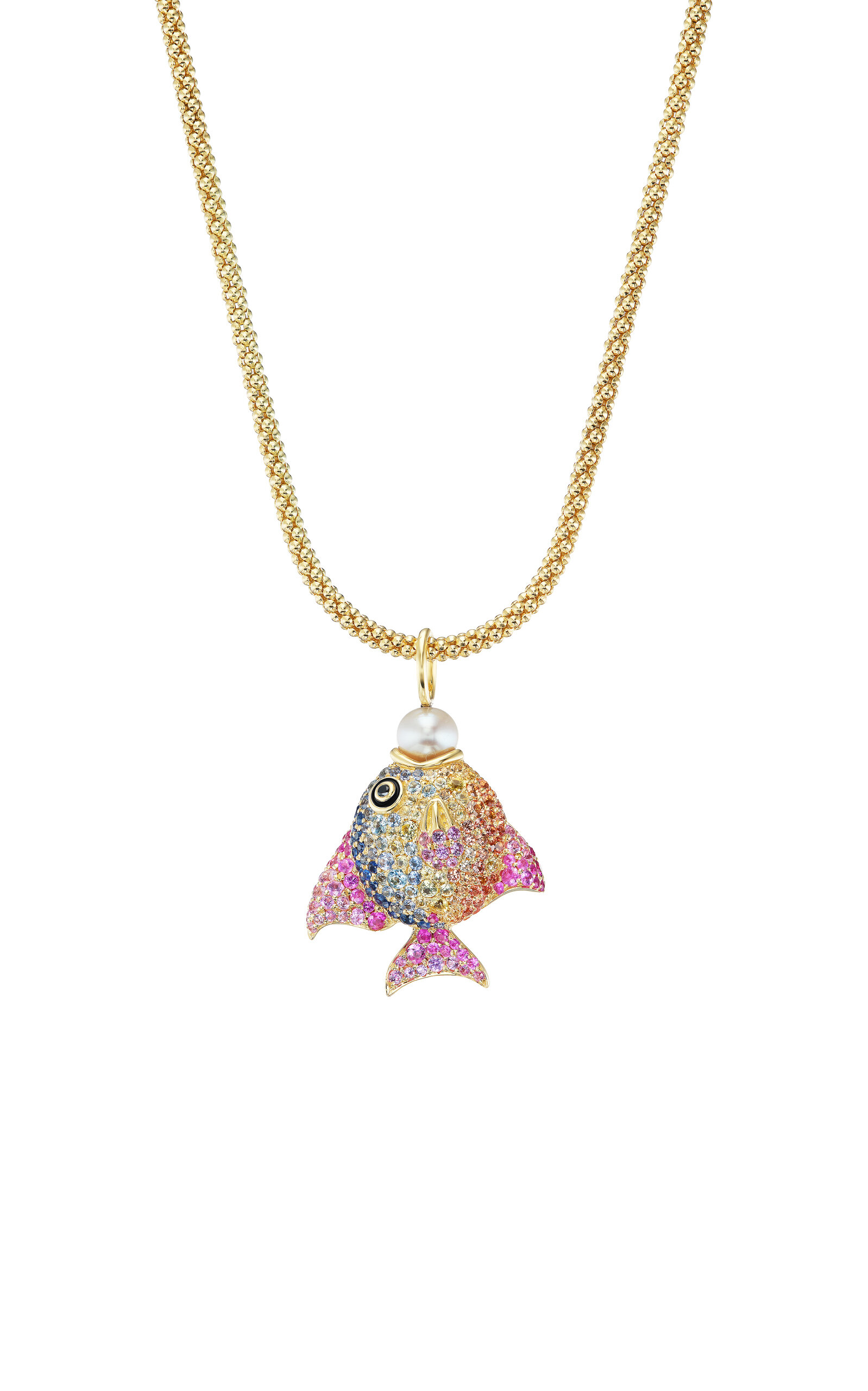 Rainbow Fish 18K Yellow Gold Multi-Stone Necklace