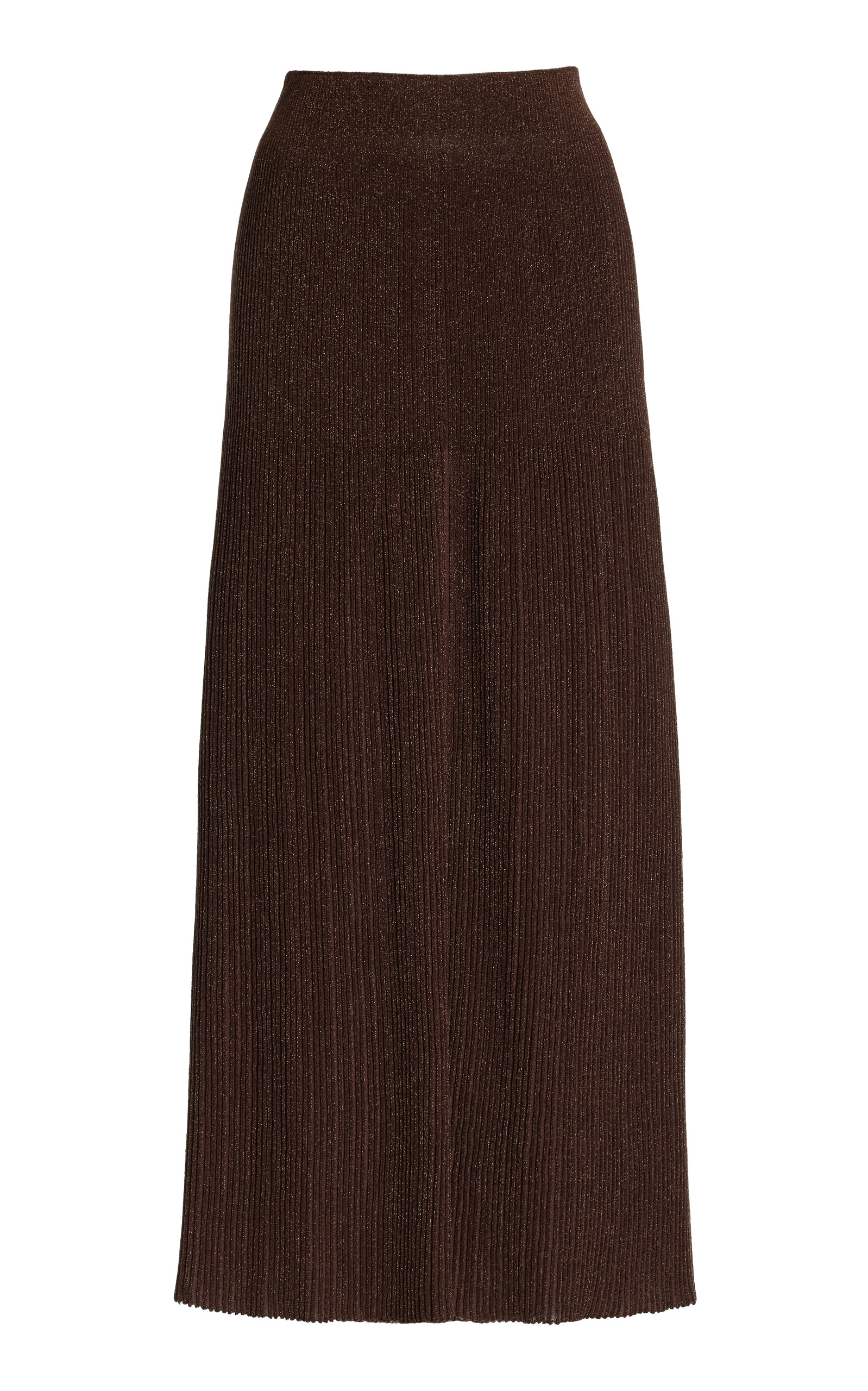 Shop Lafayette 148 Voile Ribbed Skirt In Brown