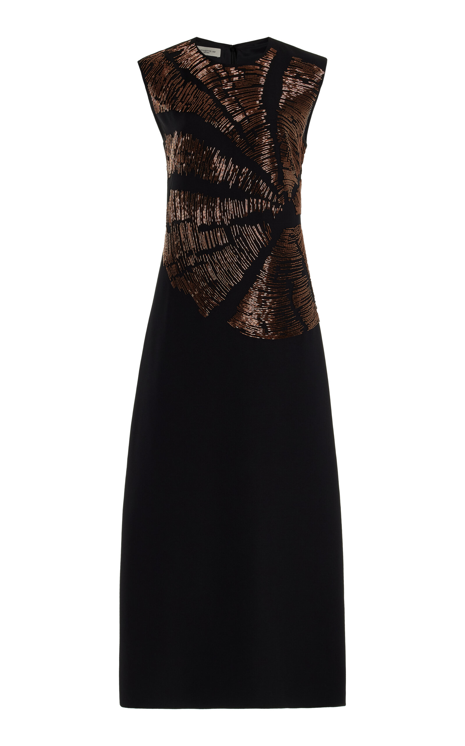 Shop Lafayette 148 Hand-beaded Wool-silk Crepe Dress In Black