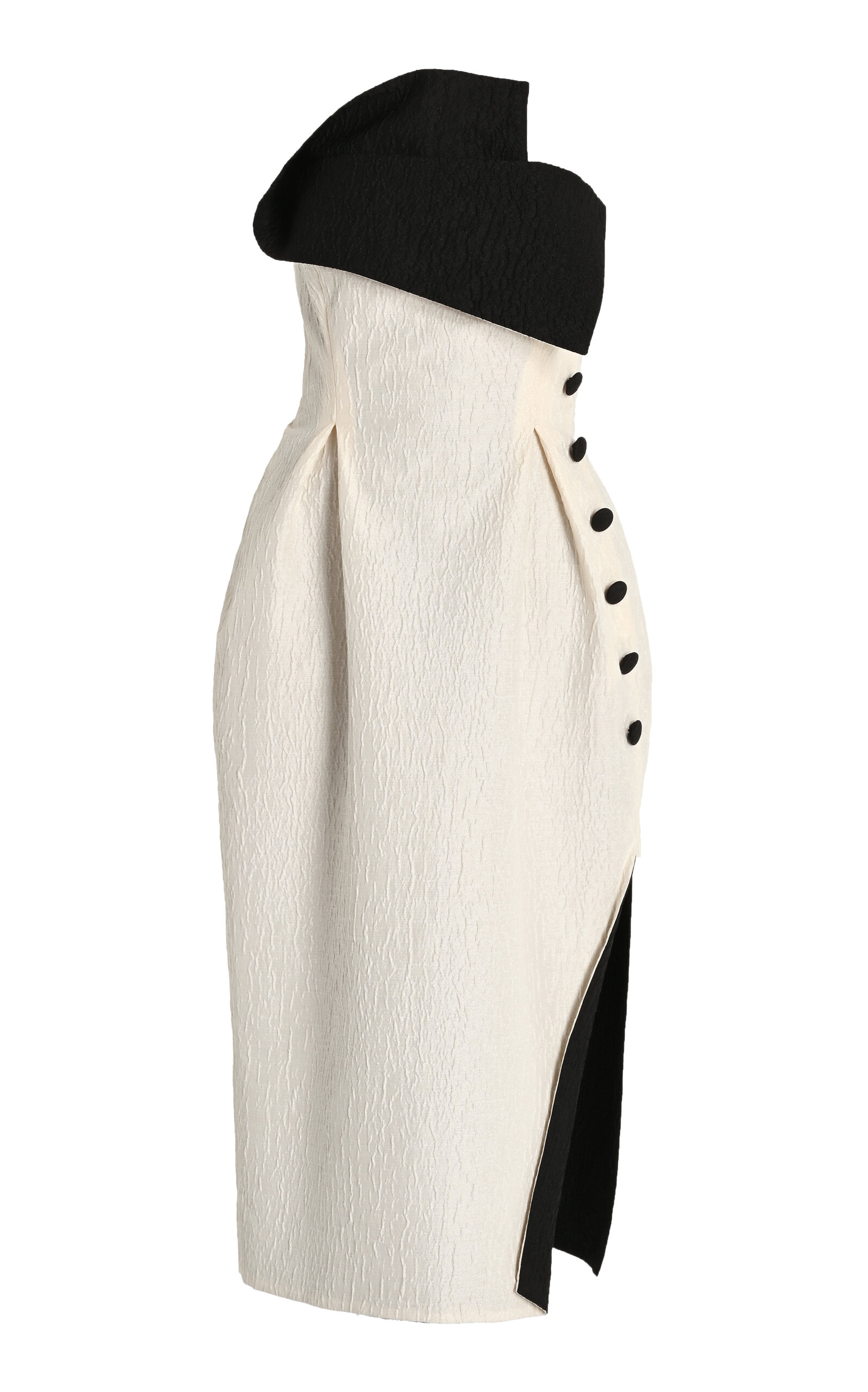 Shop Rosie Assoulin Peep-lapel Cotton-blend Midi Dress In Ivory