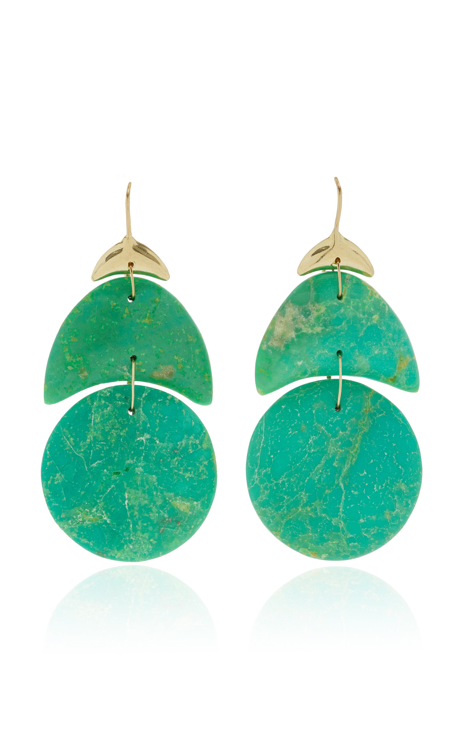 Shop Ten Thousand Things Exclusive 18k Yellow Gold Turquoise Earrings In Green