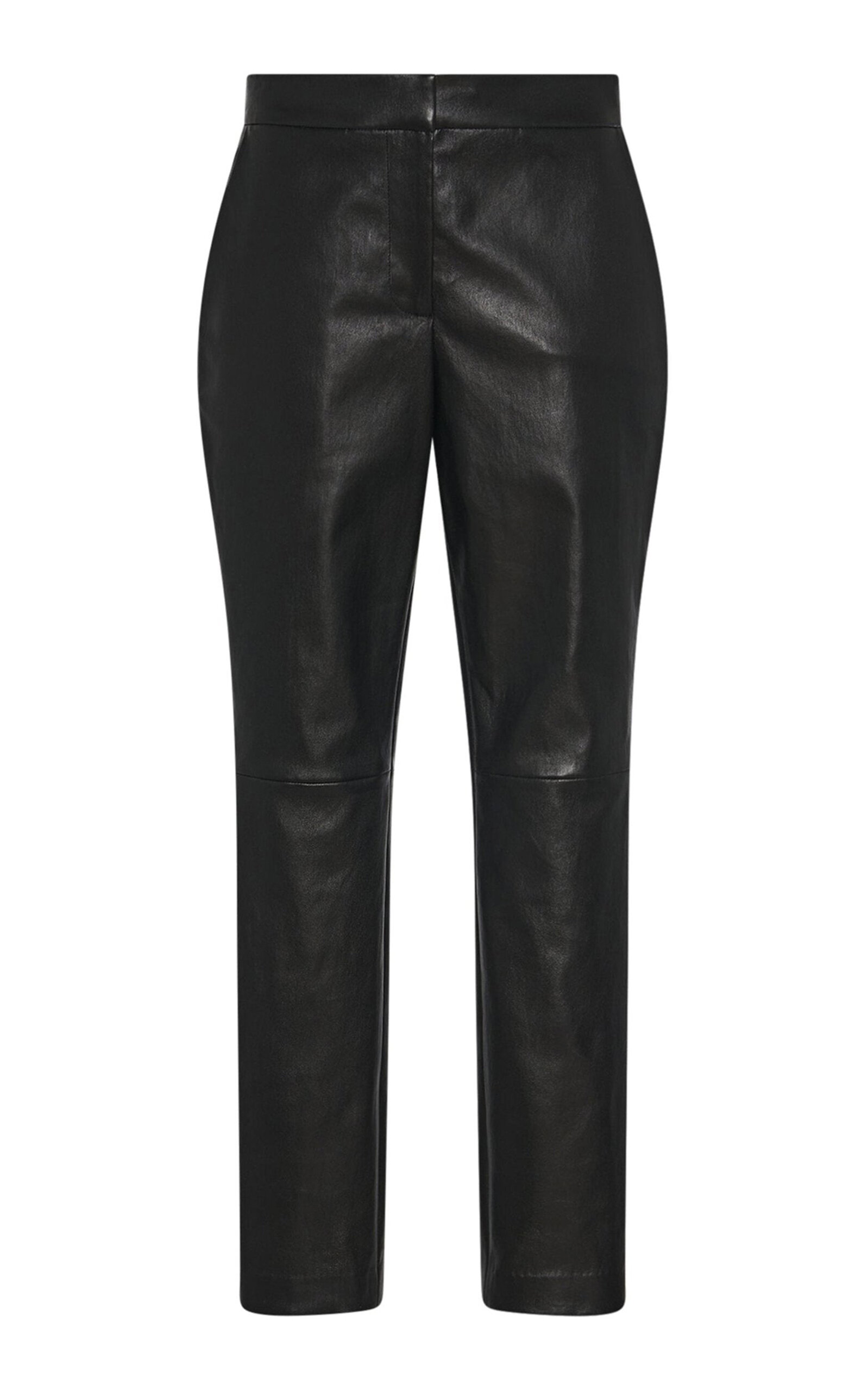 Shop Rosetta Getty Leather Cropped Skinny Pants In Black