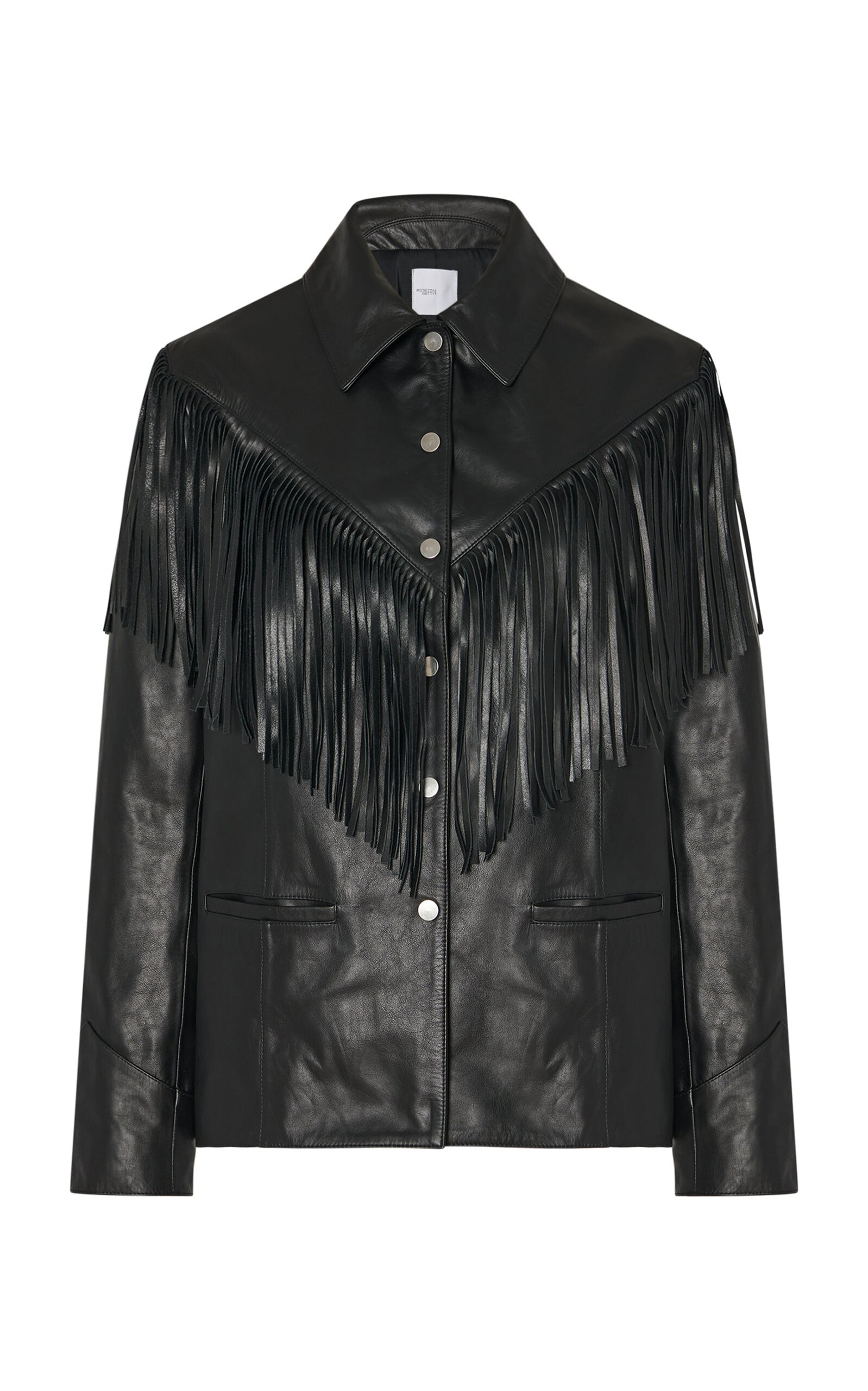 Shop Rosetta Getty Fringed Leather Jacket In Black