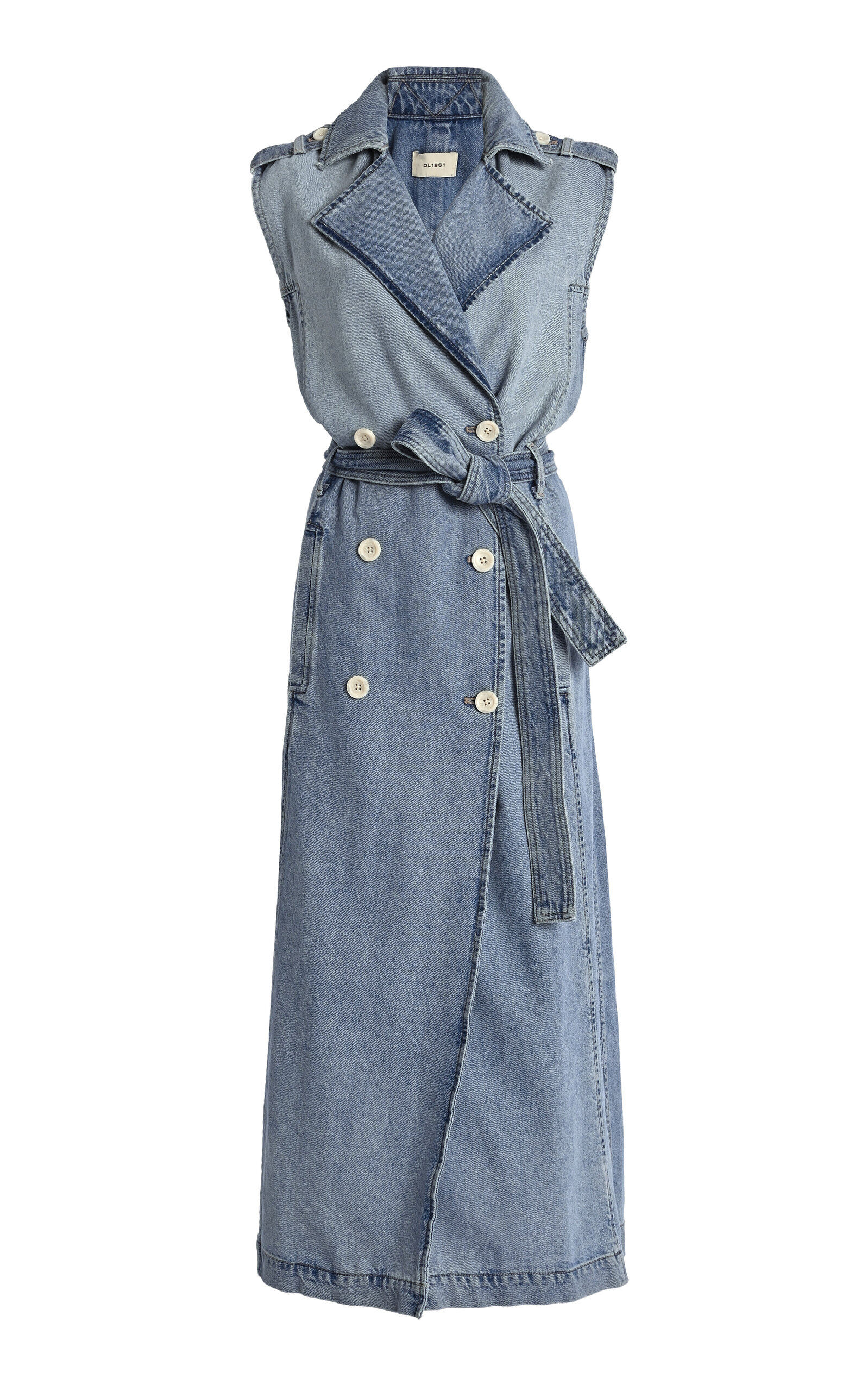 Sleeveless Denim Trench Coat