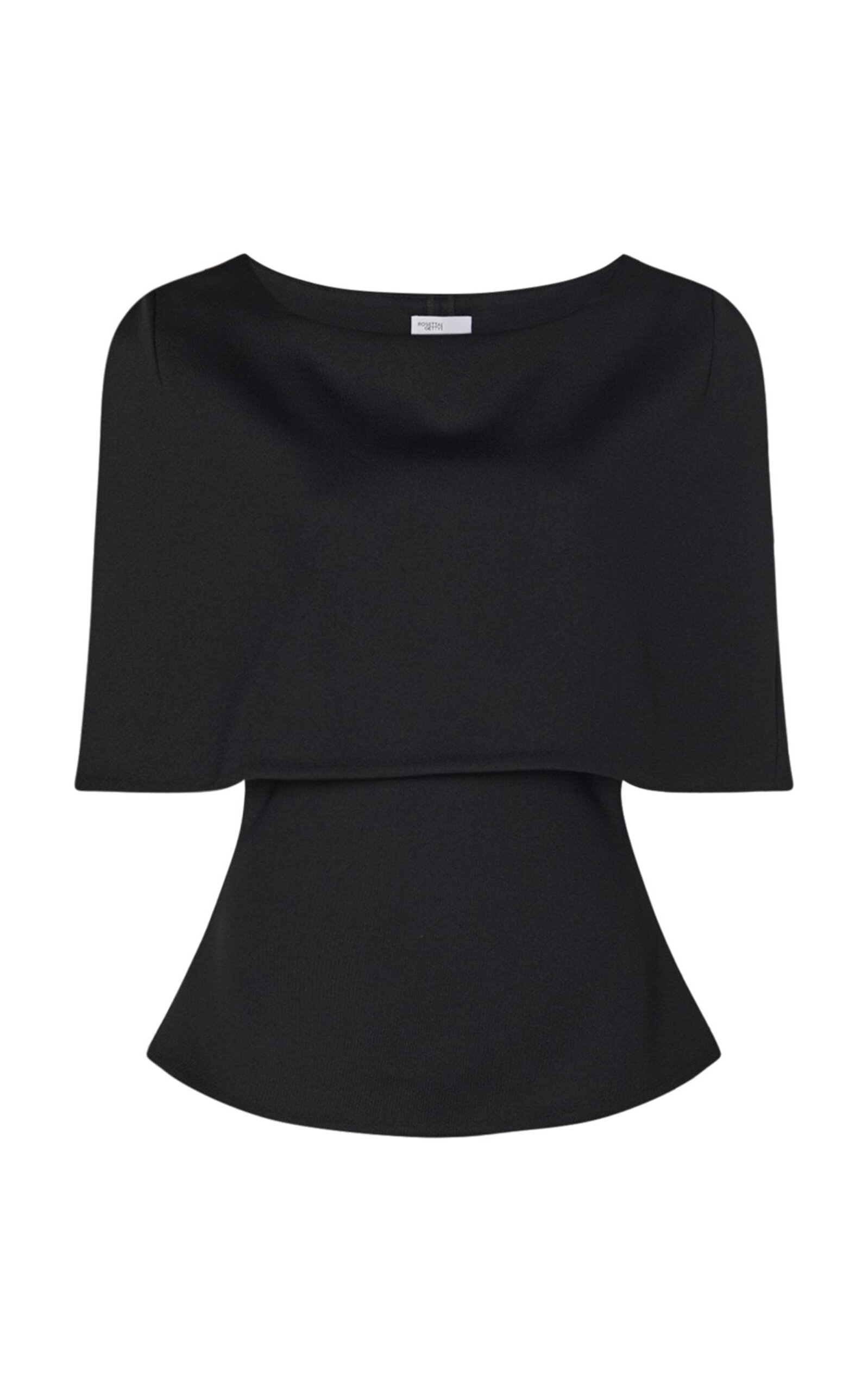 Shop Rosetta Getty Cape-detailed Scuba Knit Off-the-shoulder Top In Black