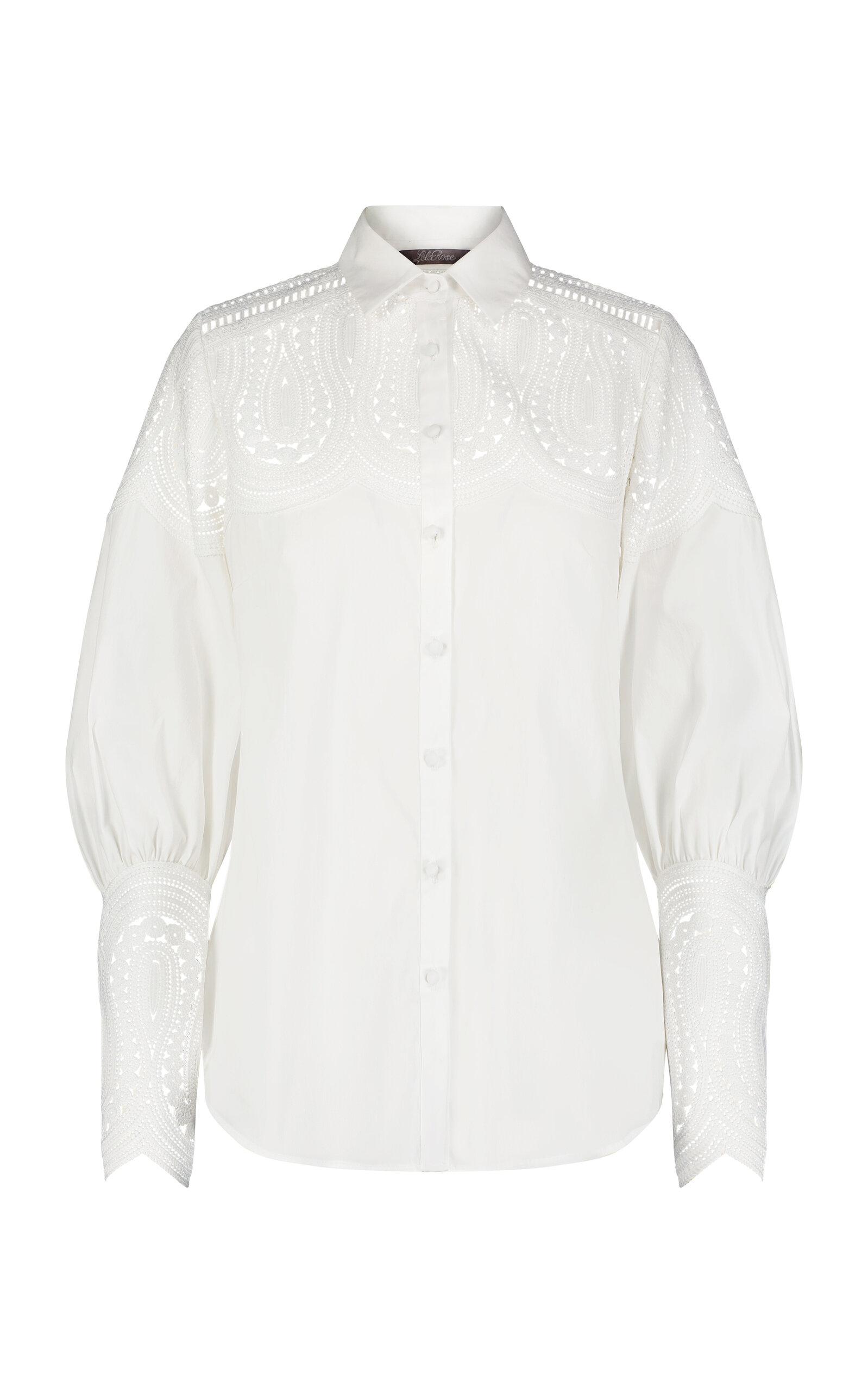 Lace-Paneled Cotton Poplin Shirt