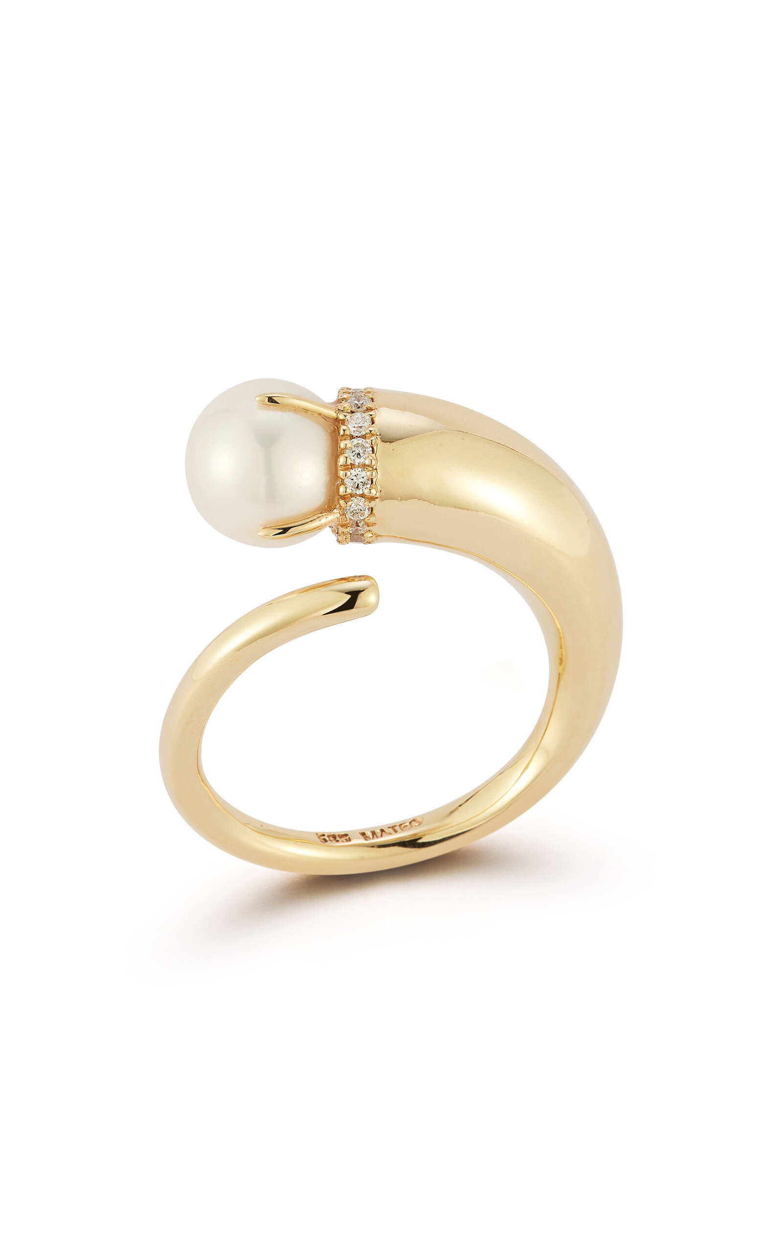 14K Yellow Gold Pearl Cornucopia Ring