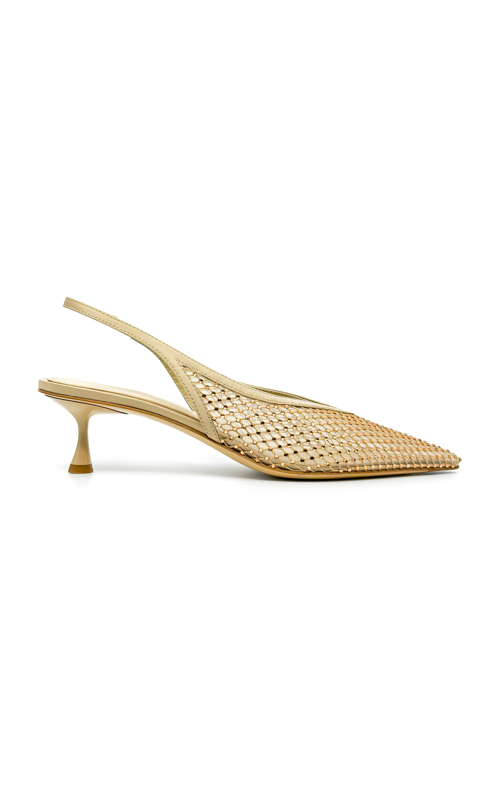 Shop Studio Amelia Razor Crystal-mesh Slingback Pumps In Rose Gold