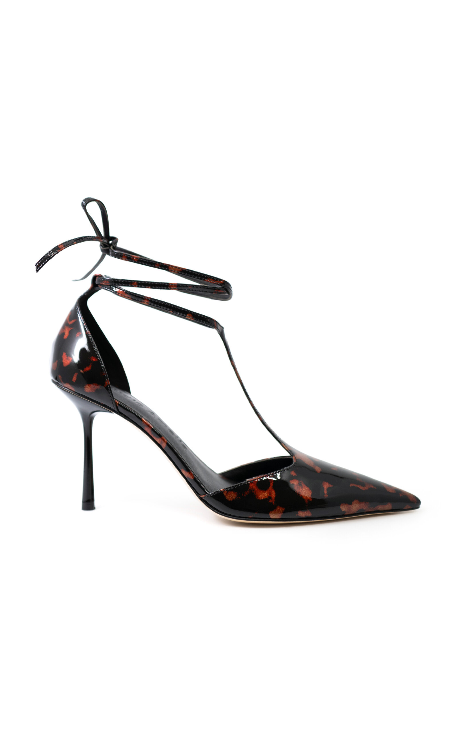 Shop Studio Amelia Gisele Patent Leather Lace-up Pumps In Brown