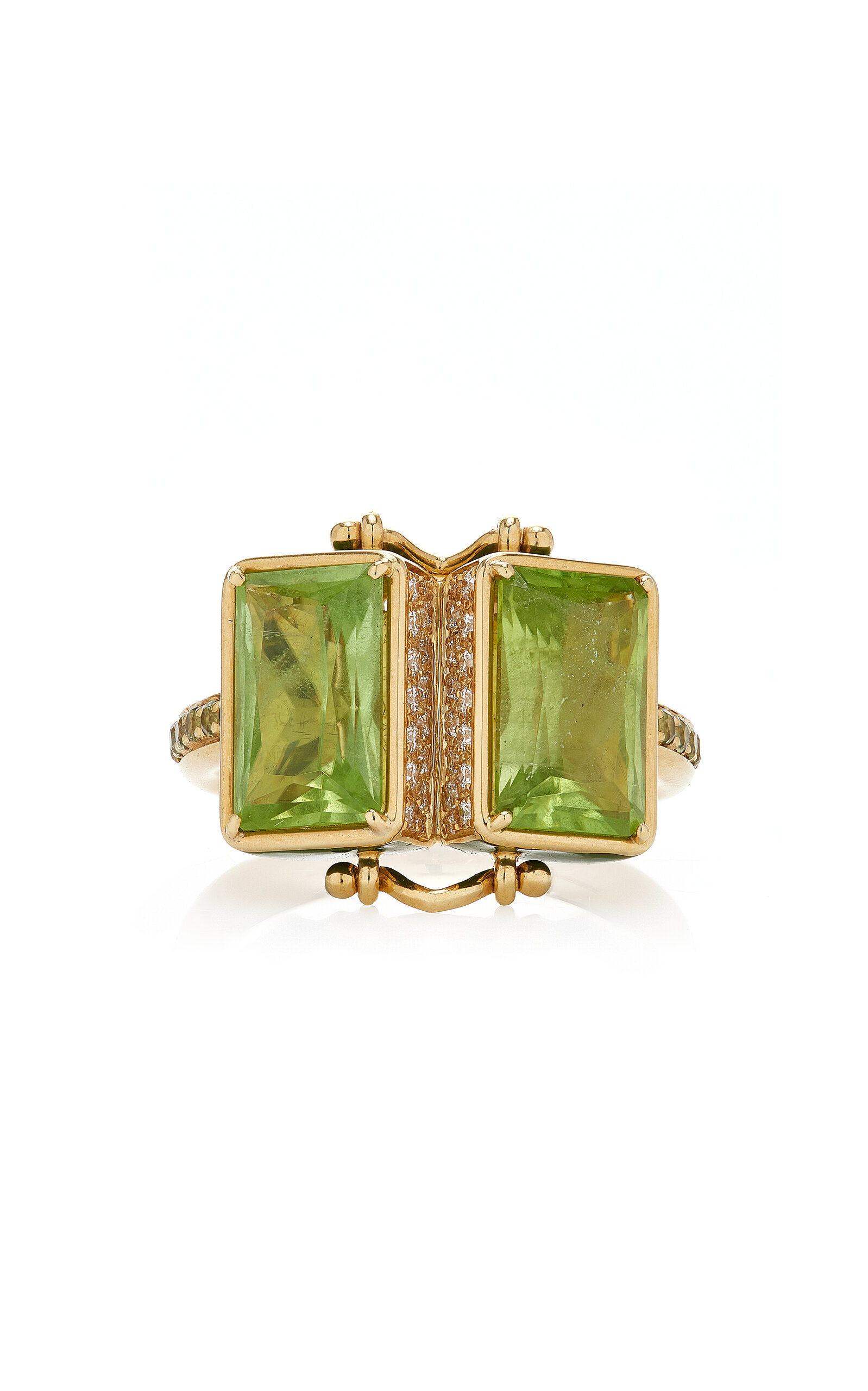 Shop Francesca Villa Love Handles 18k Yellow Gold Peridot Ring