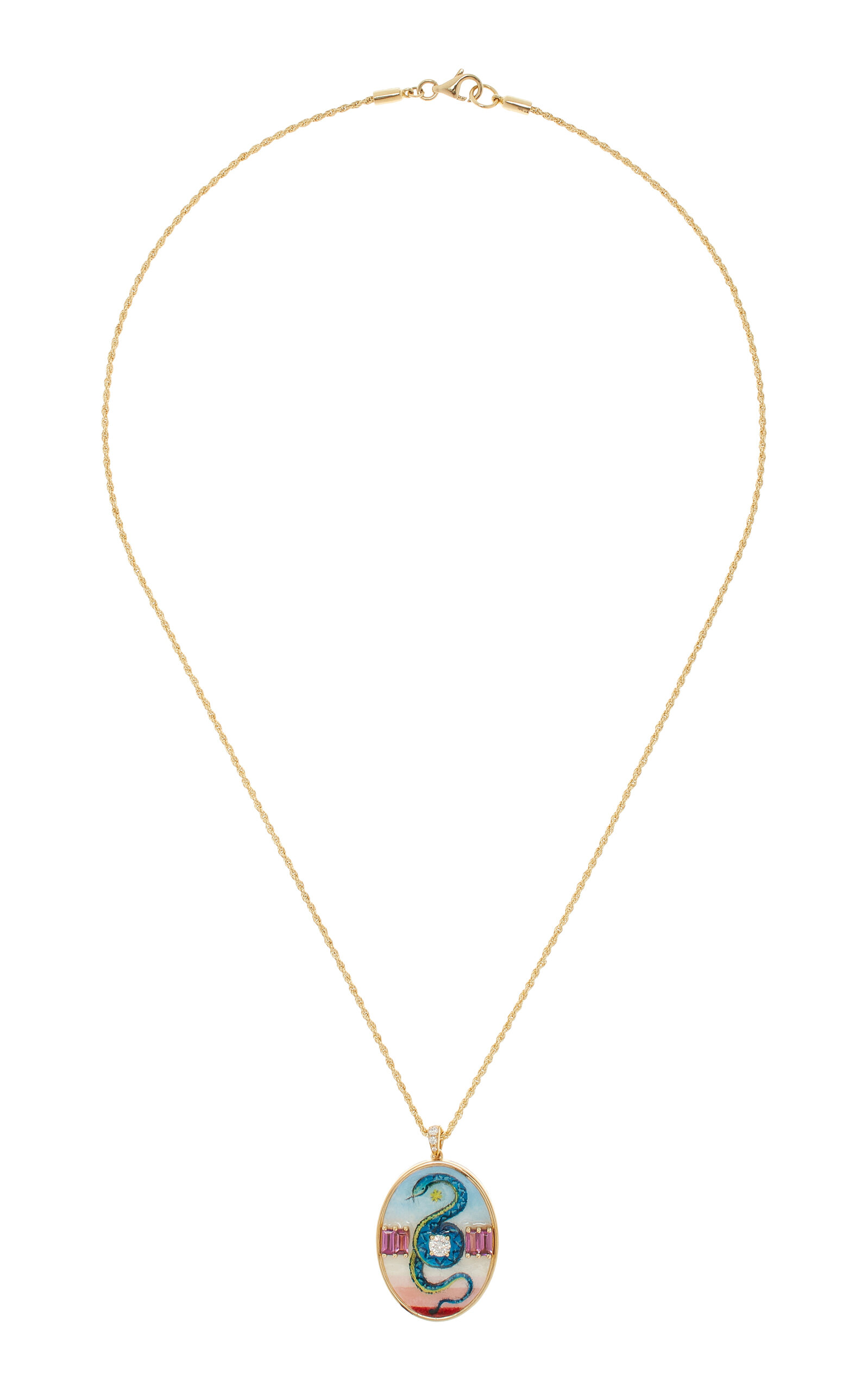 Change Your Stripes 18K Yellow Gold Diamond; Rhodolite Necklace