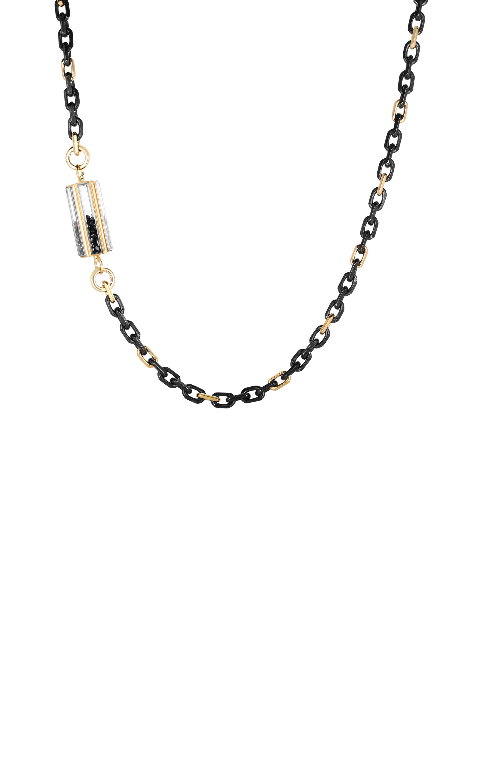 Shop Moritz Glik Hiroki Blackened-silver Diamond; Sapphire Shaker Necklace In Gold