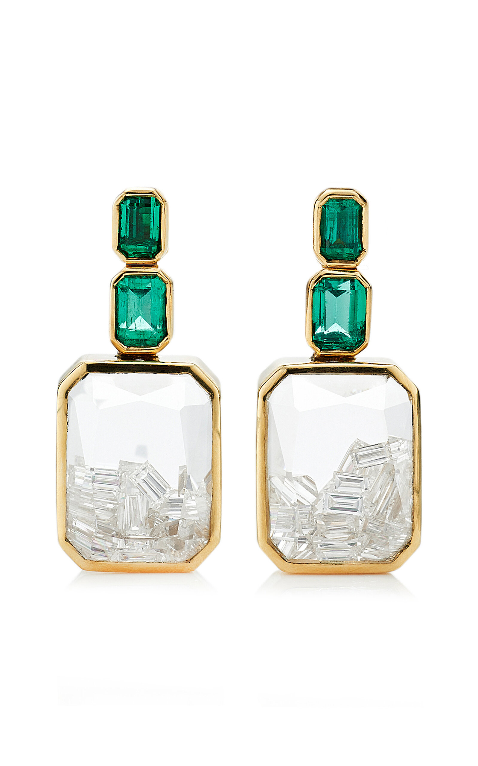 Bala 18K Yellow Gold Diamond; Emerald Shaker Earrings