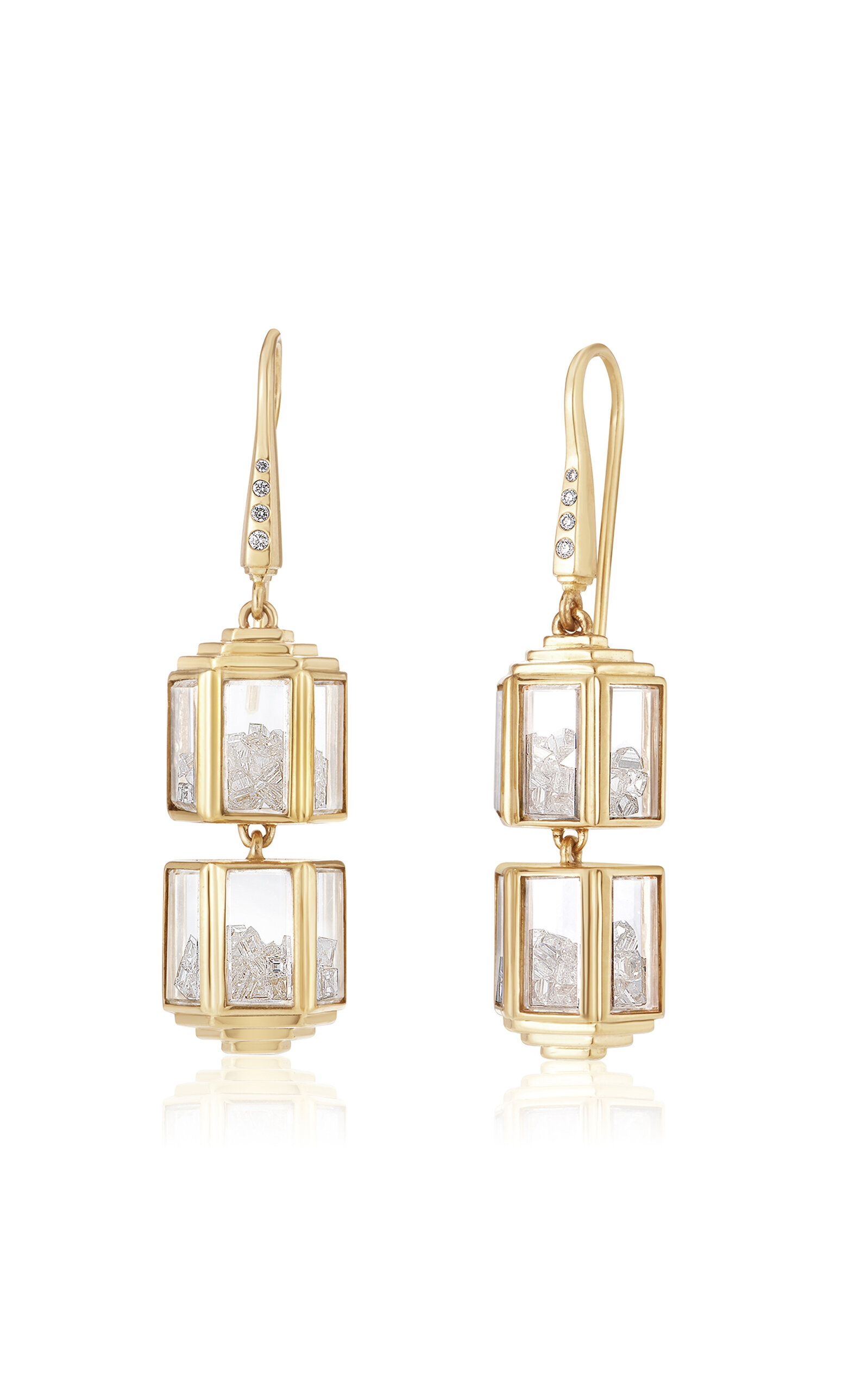 Shop Moritz Glik Torre 18k Yellow Gold Diamond Earrings