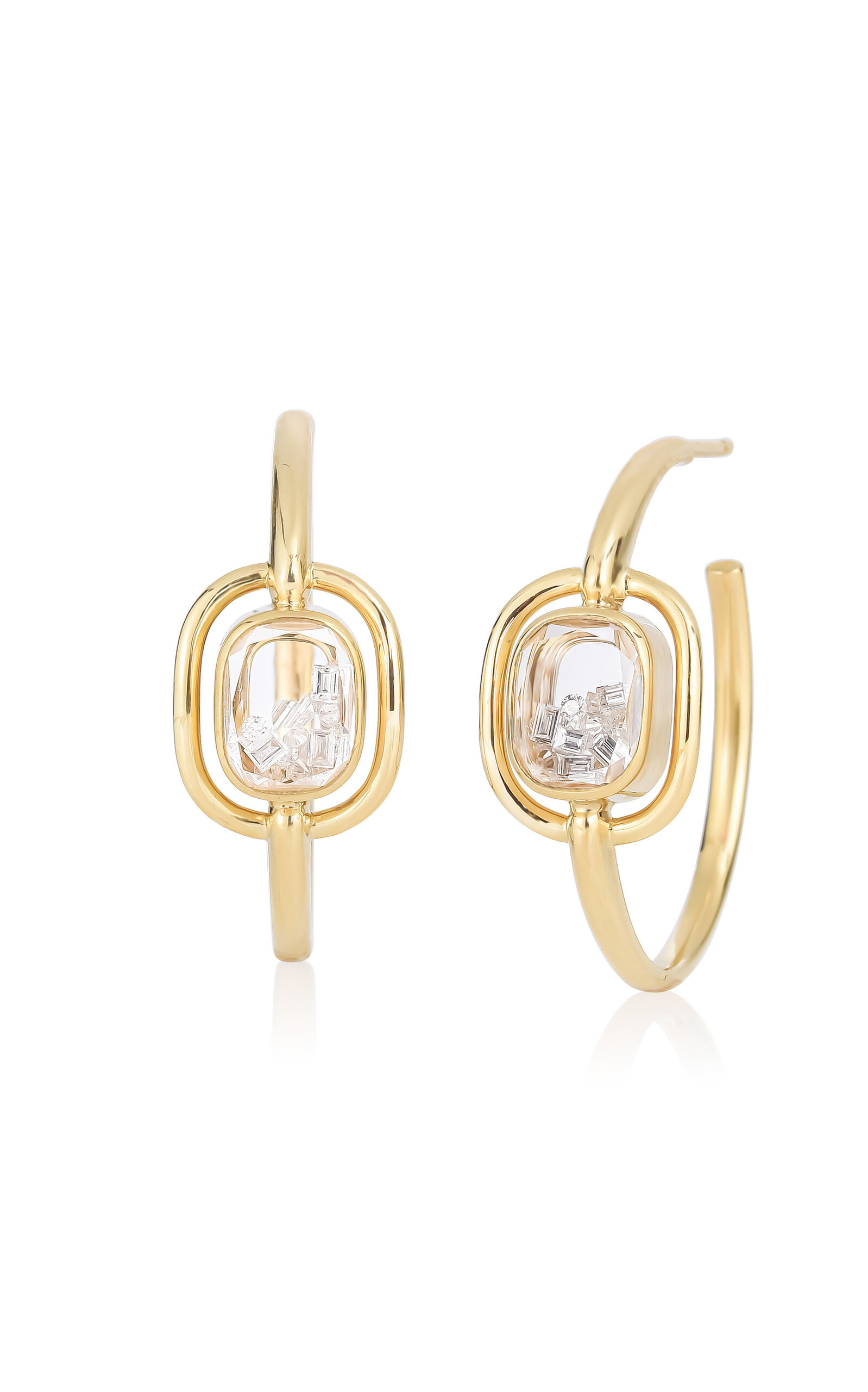 MORITZ GLIK ELO 18K YELLOW GOLD DIAMOND HOOP EARRINGS 