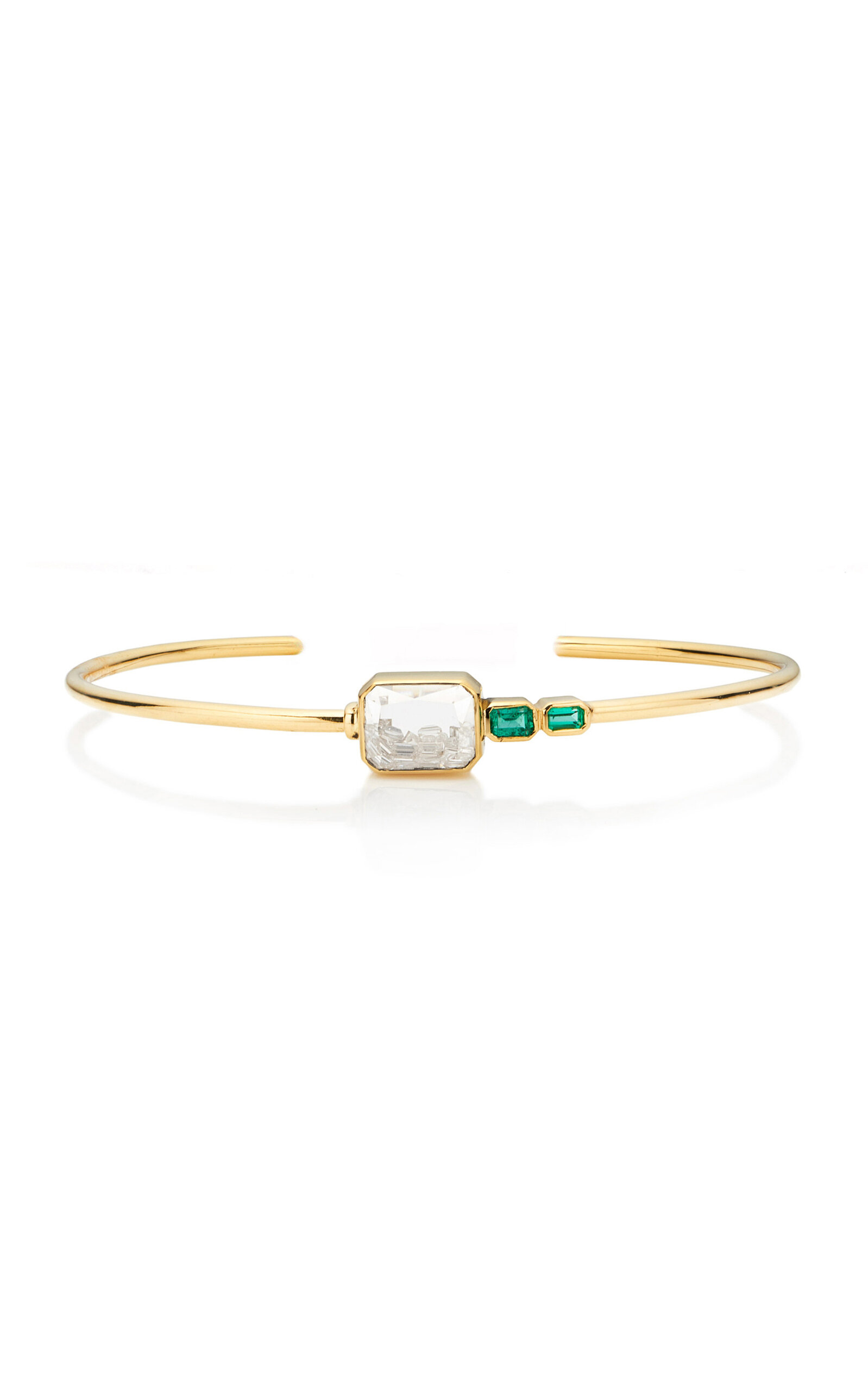 Moritz Glik Bala 18k Yellow Gold Diamond; Emerald Shaker Cuff