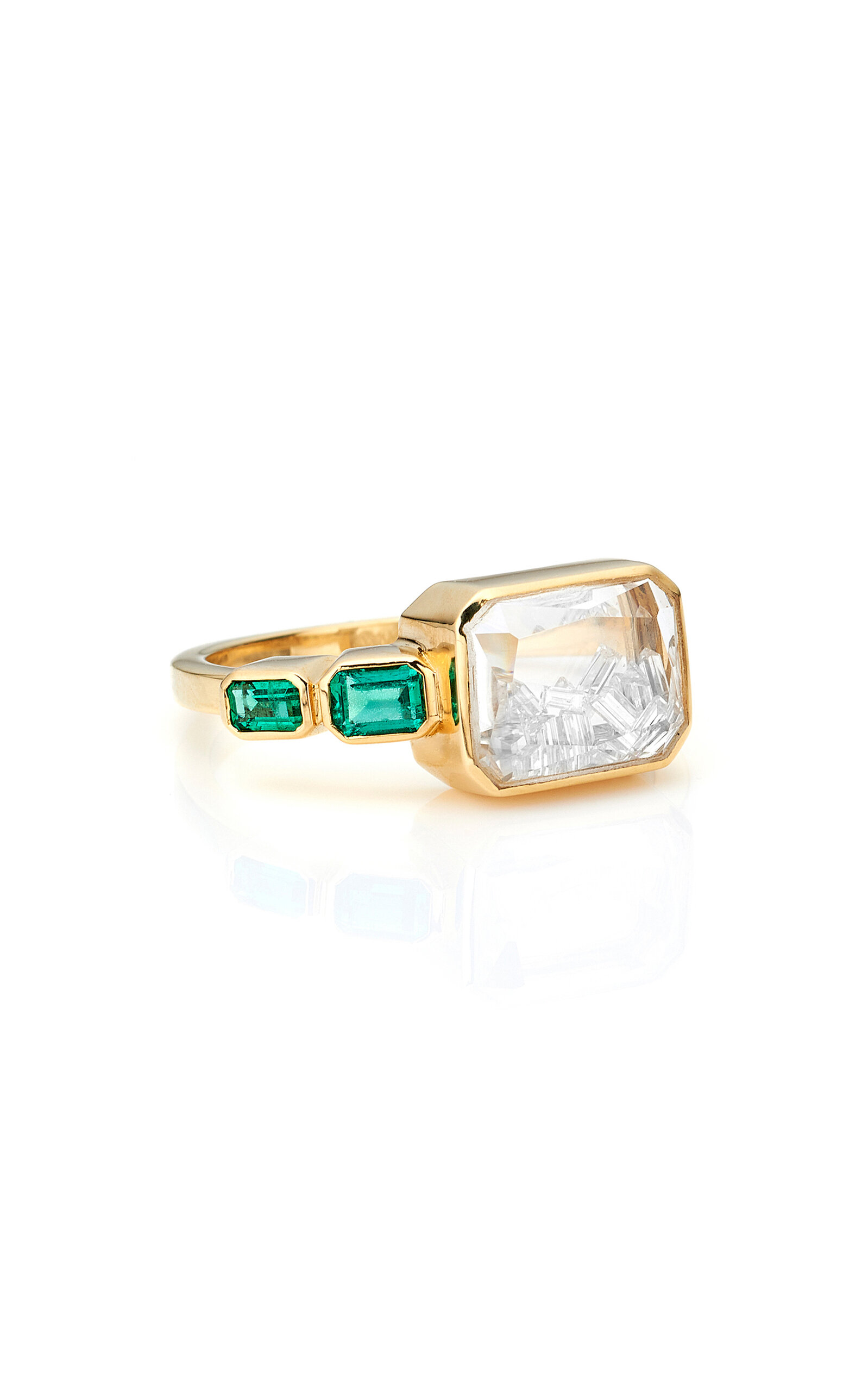 Bala 18K Yellow Gold Diamond; Emerald Shaker Ring