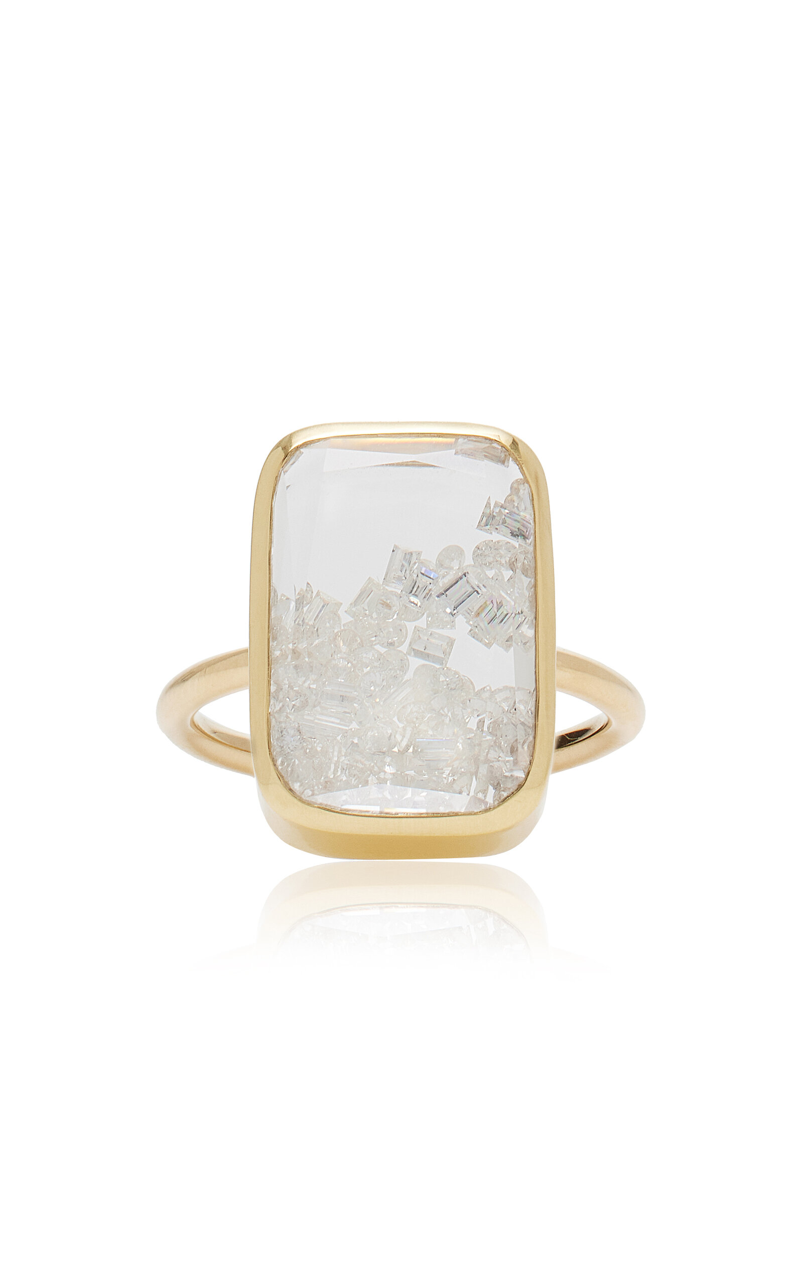 Shop Moritz Glik Ten Fourteen 18k Yellow Gold Diamond; Sapphire Shaker Ring