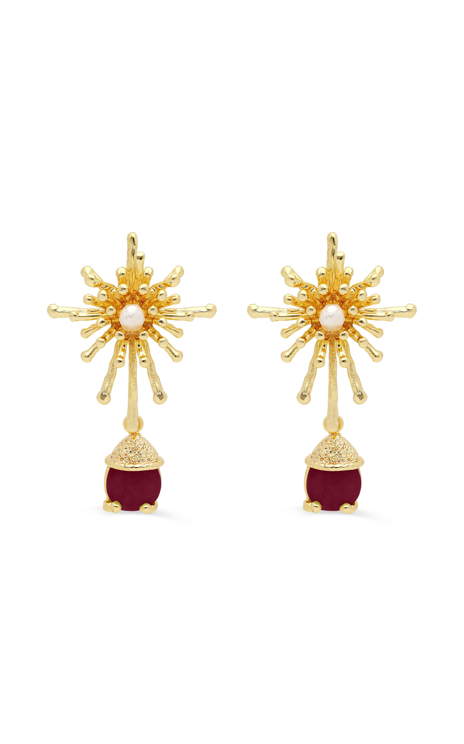 Exclusive Amina 18K Gold-Plated Ruby Earrings