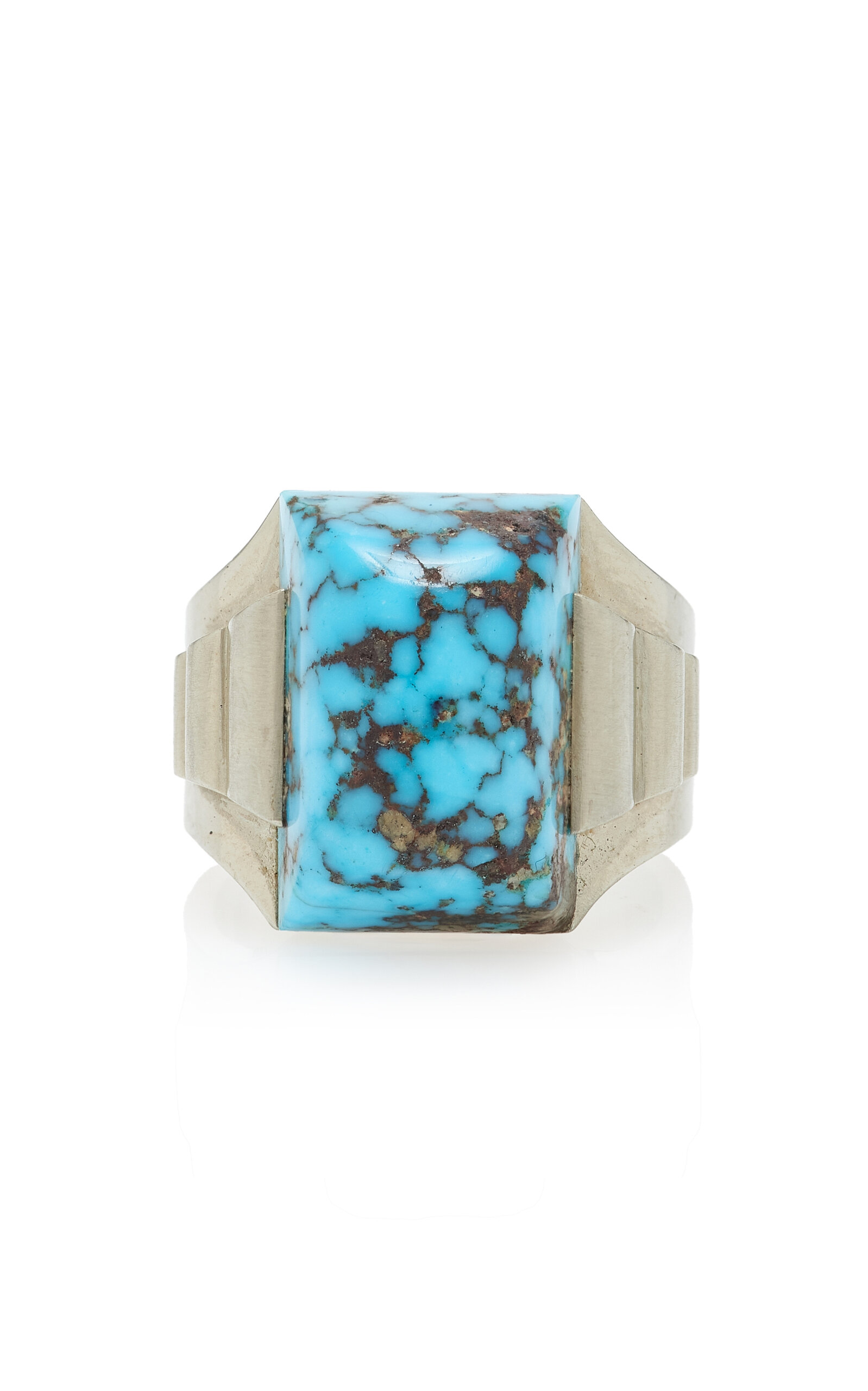 Art Deco 18K White Gold Turquoise Ring