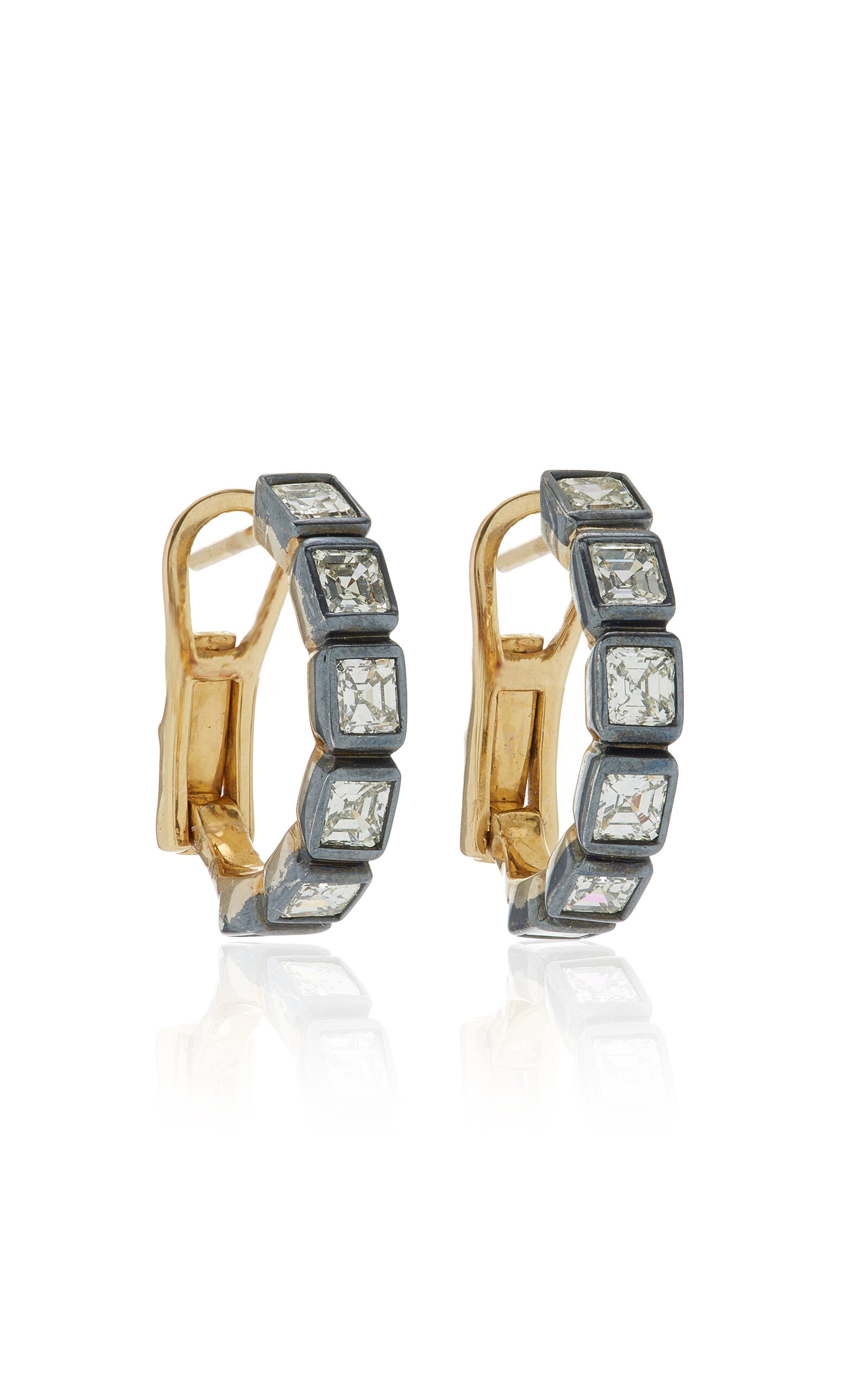 18K Yellow Gold Diamond Hoop Earrings