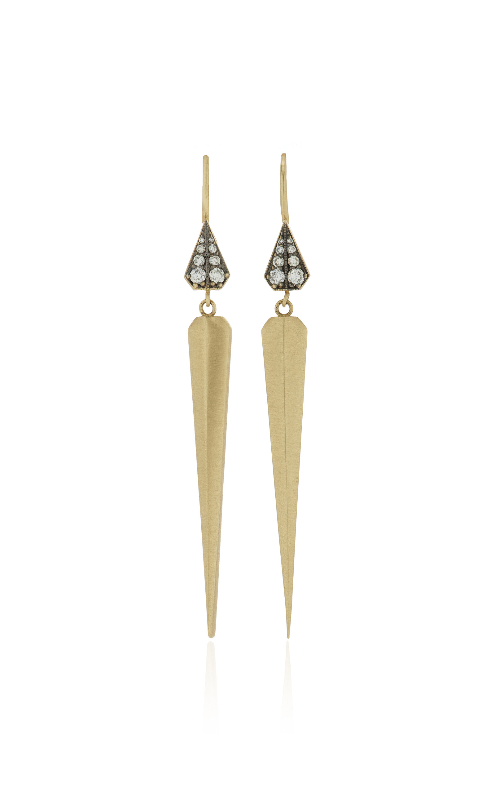 Sylva & Cie Baby Dagger 18k Yellow Gold Diamond Earrings