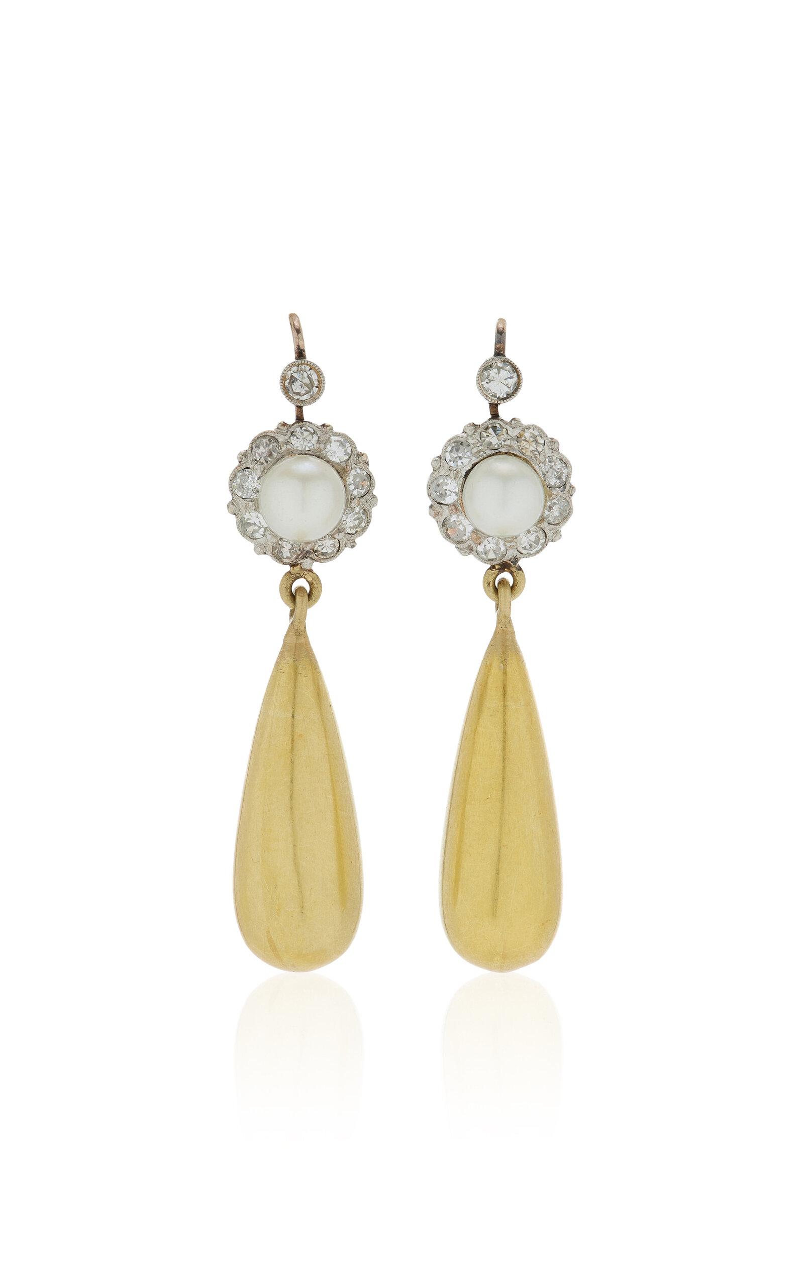 Sylva & Cie 18k Yellow Gold  Pearl And Diamond Earrings