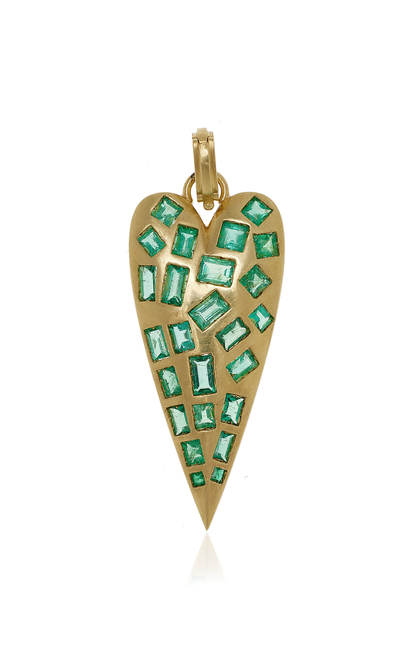 Shop Sylva & Cie 18k Yellow Gold Diamond Pendant In Green