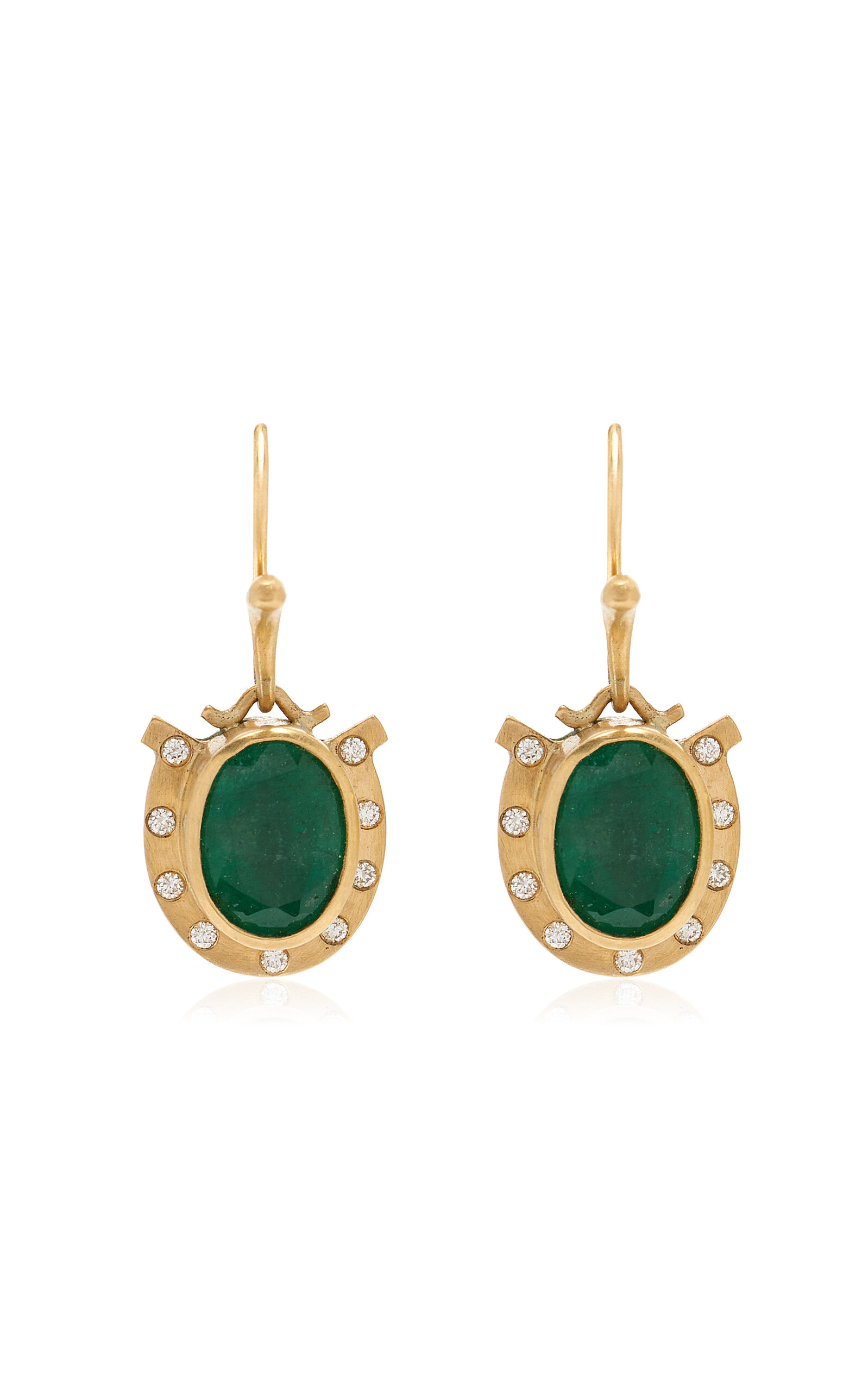 Paloma 18K Gold; Diamond; Emerald Earrings