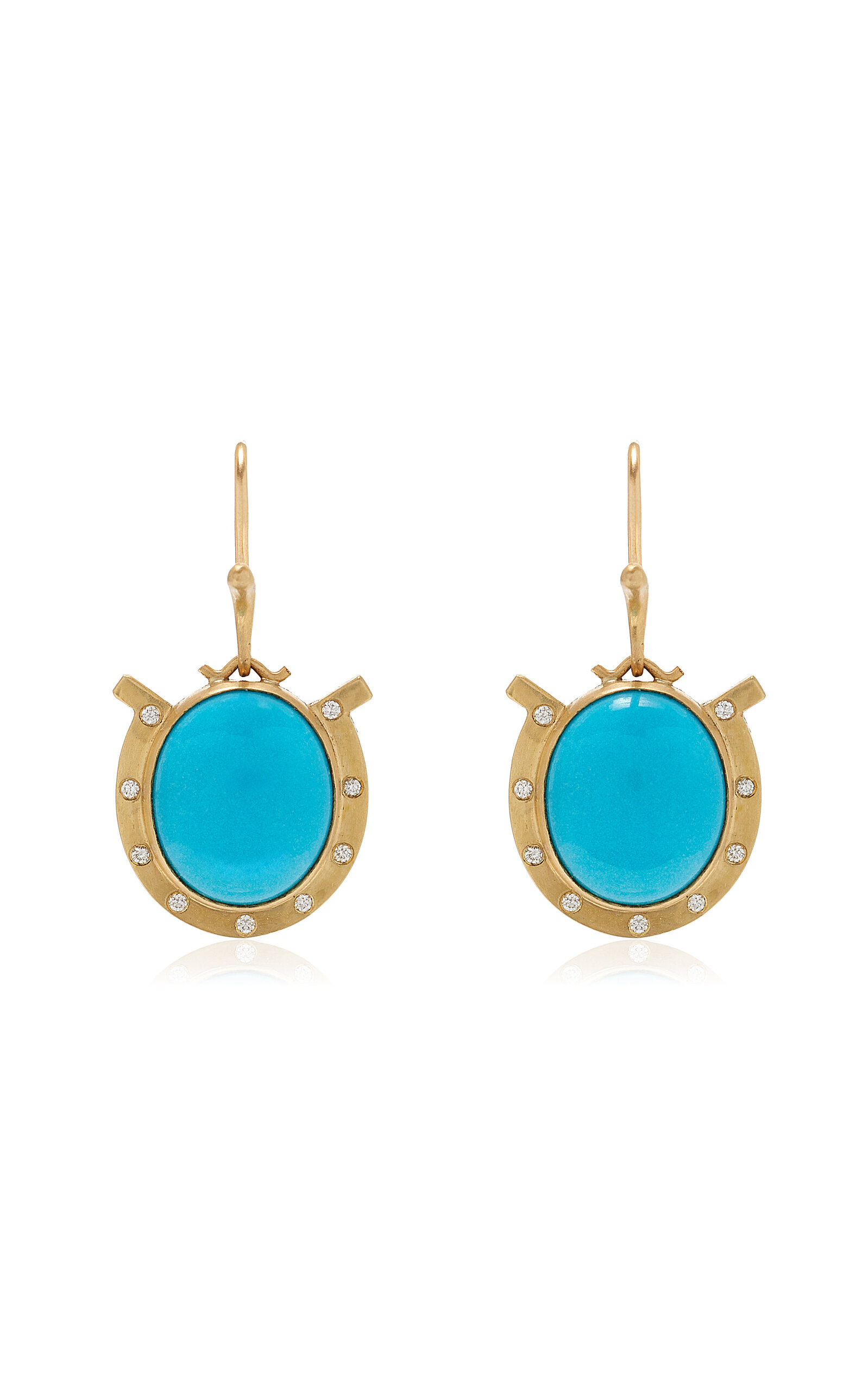 Sleeping Beauty 14K Gold; Diamond And Turquoise Earrings