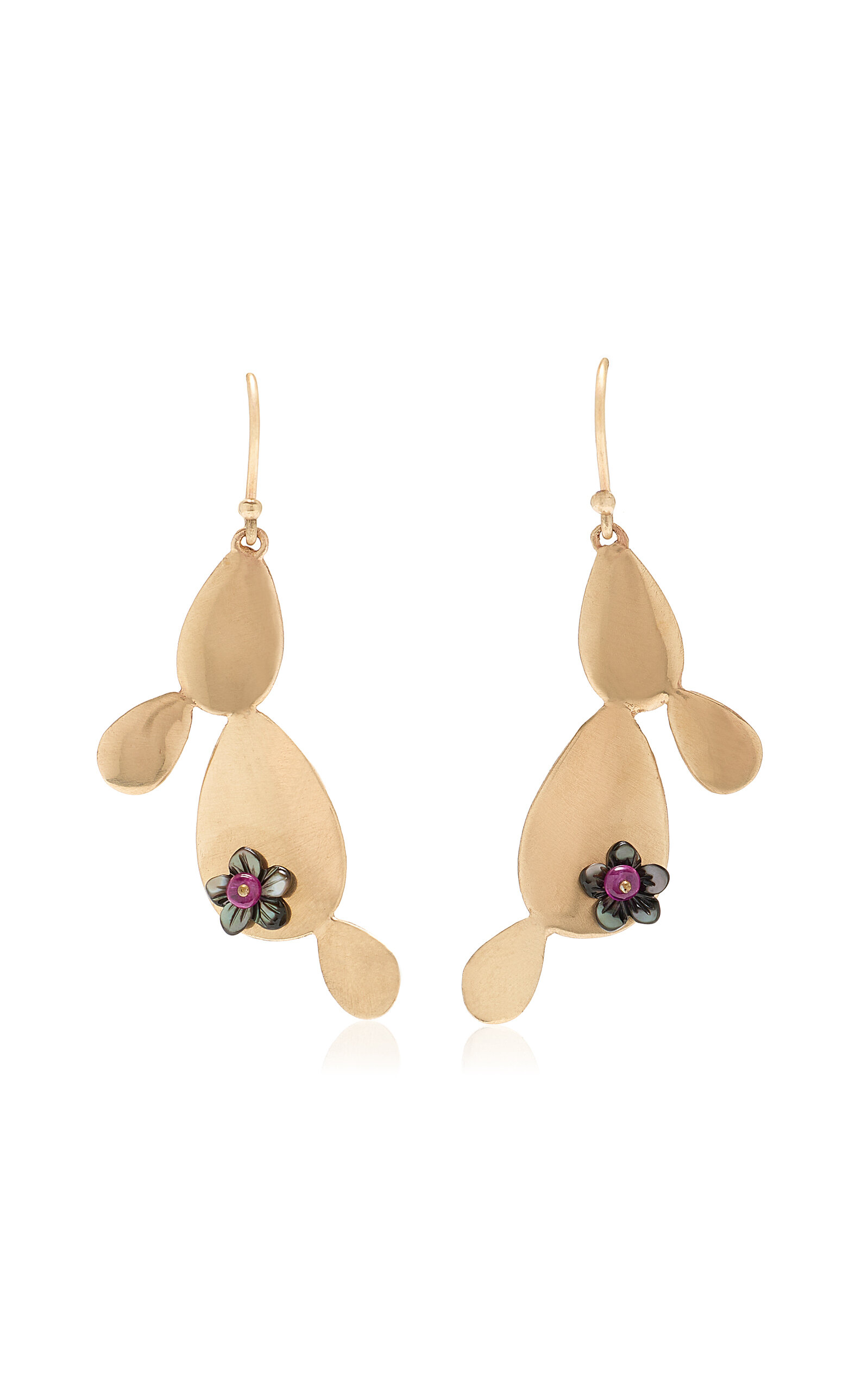 Sonoma Cactus 14K Gold; Mother of Pearl And Ruby Earrings