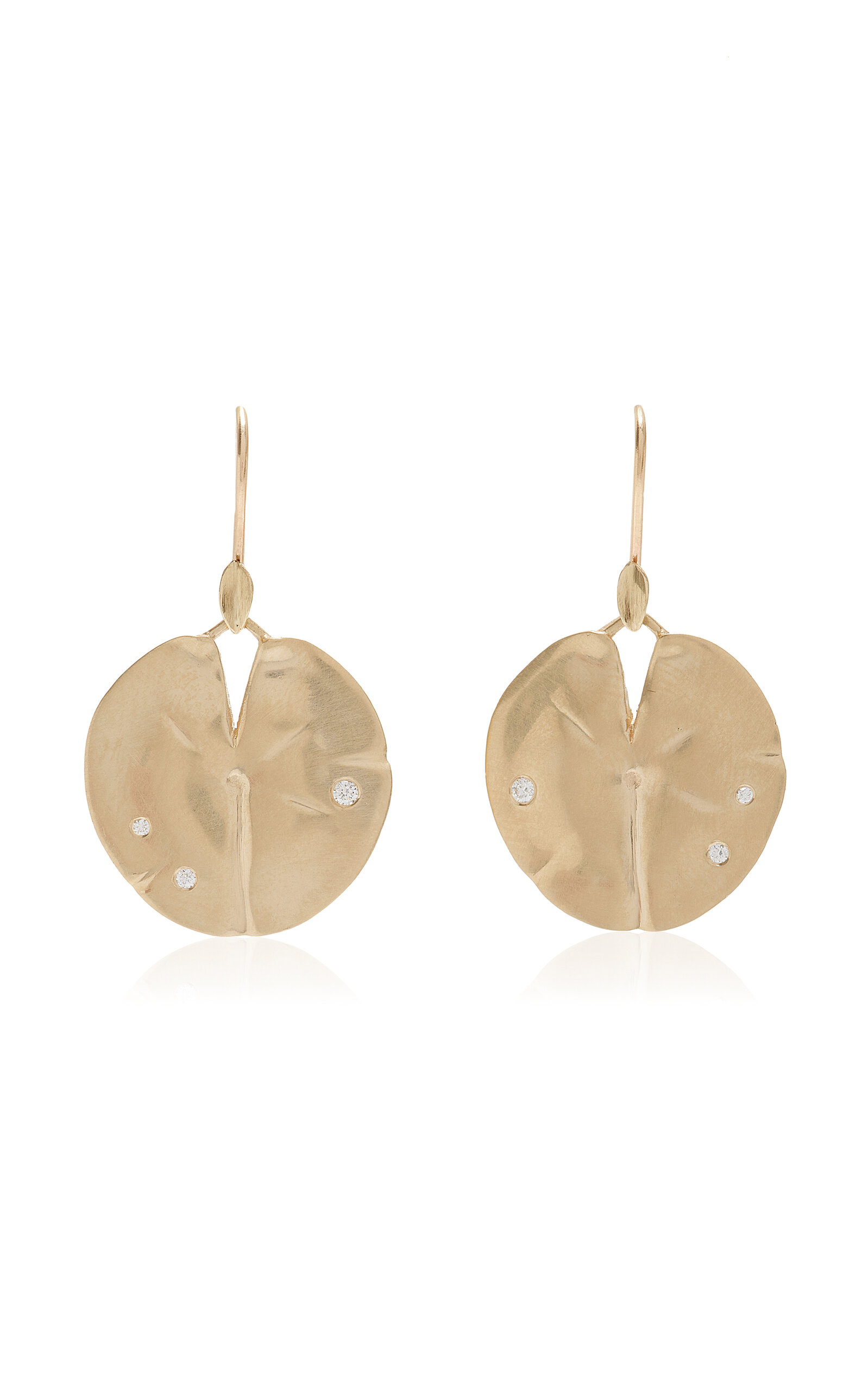 Medium Lily Pad 14K Gold Diamond Earrings