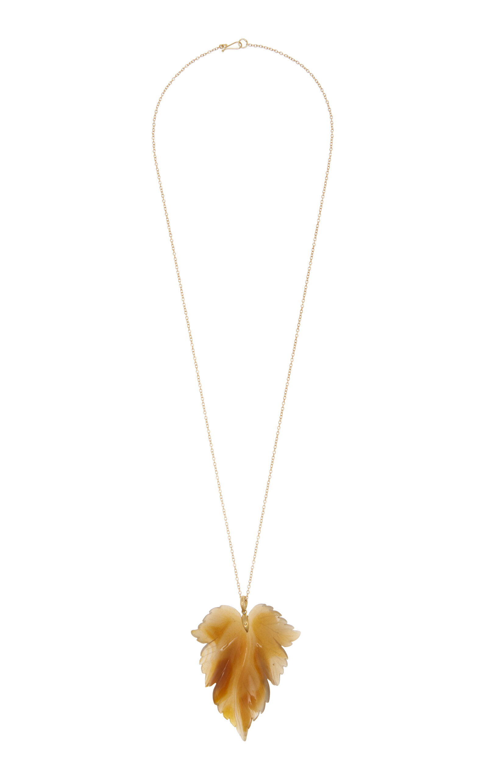 Fancy Leaf 14K Gold Agate Necklace