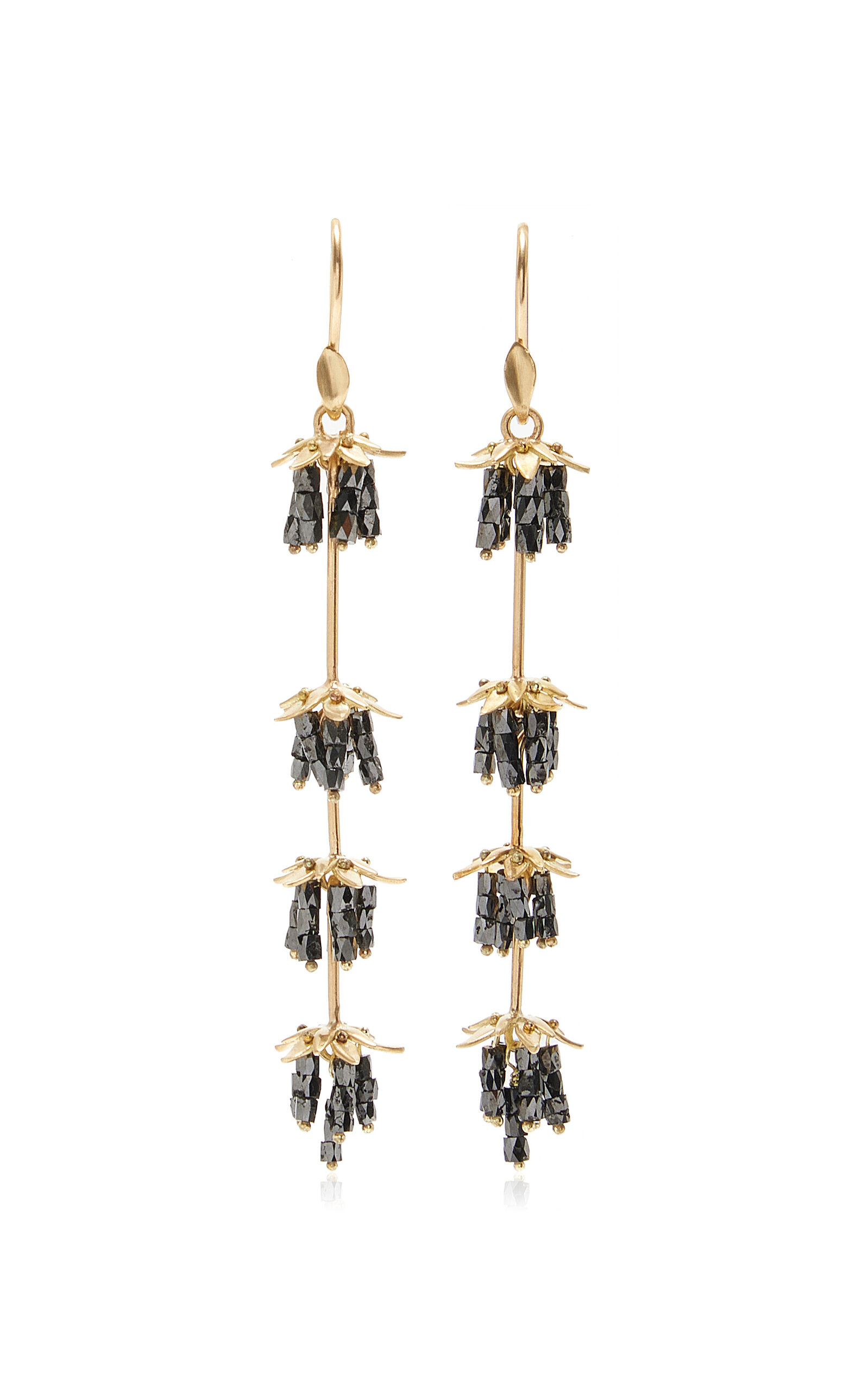 18K Gold Black Diamond Earrings