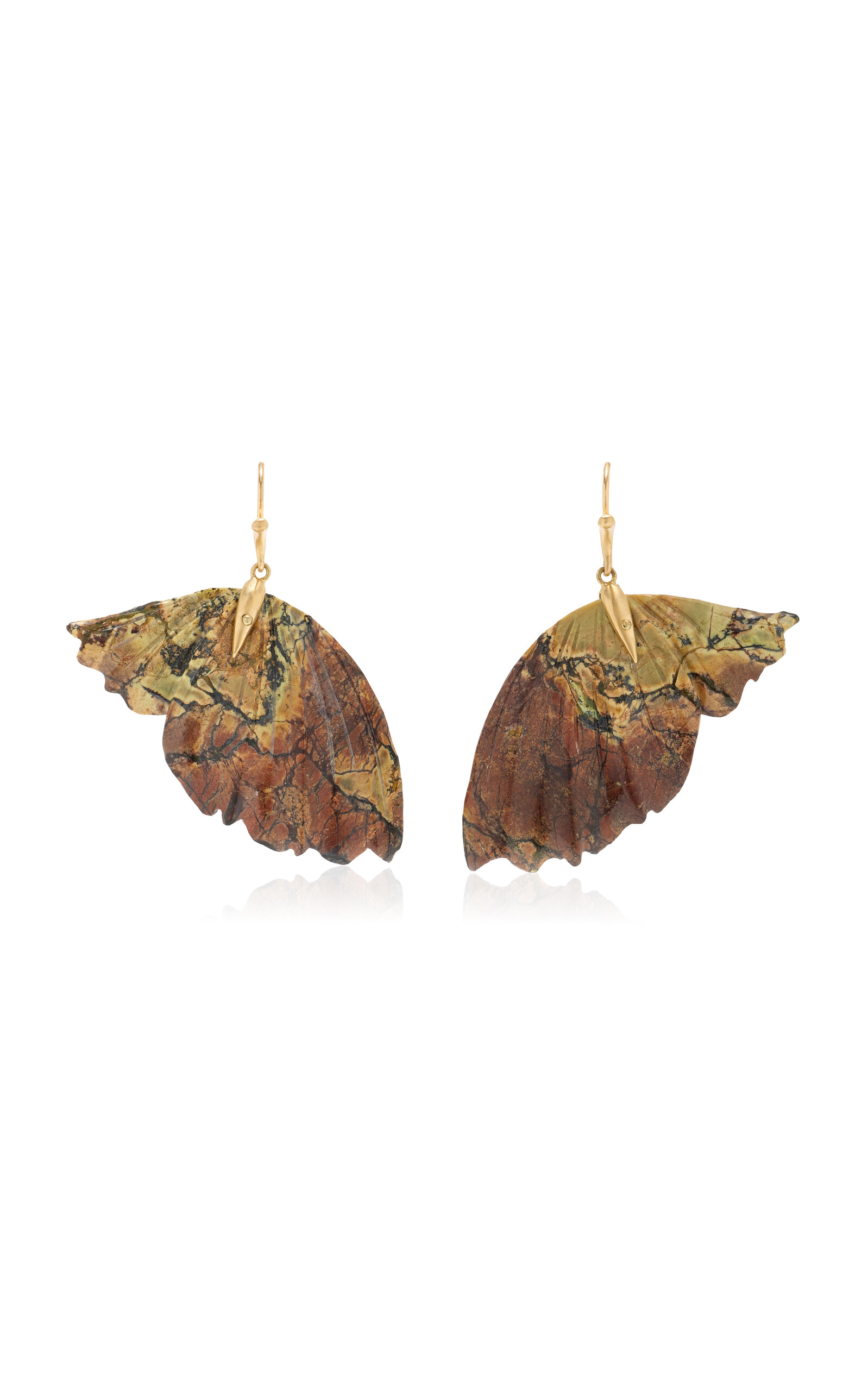 Large Serpentine Enchanted Fairy Wing 14K Gold Earrings