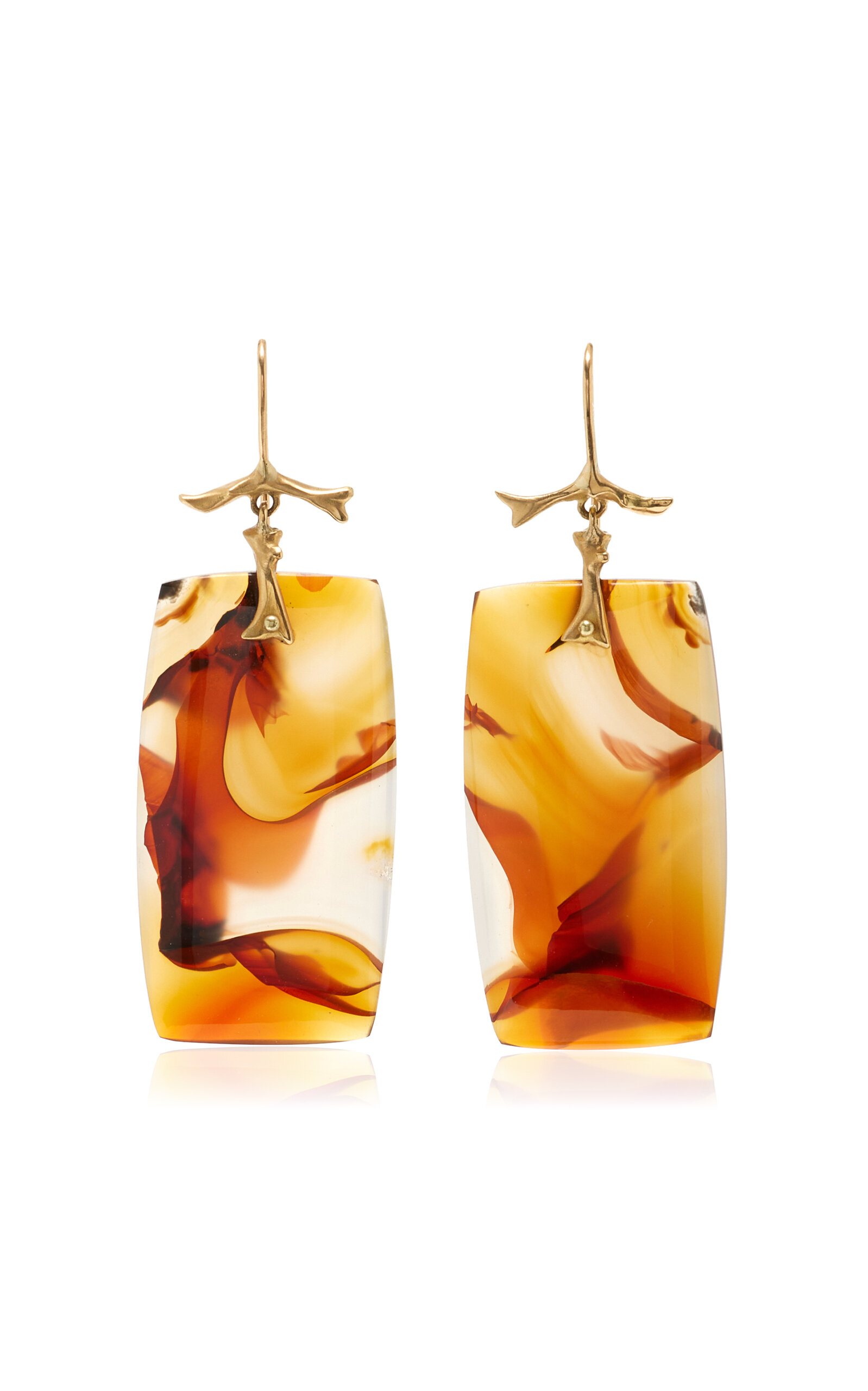 18K Gold Brazilian Agate Earrings