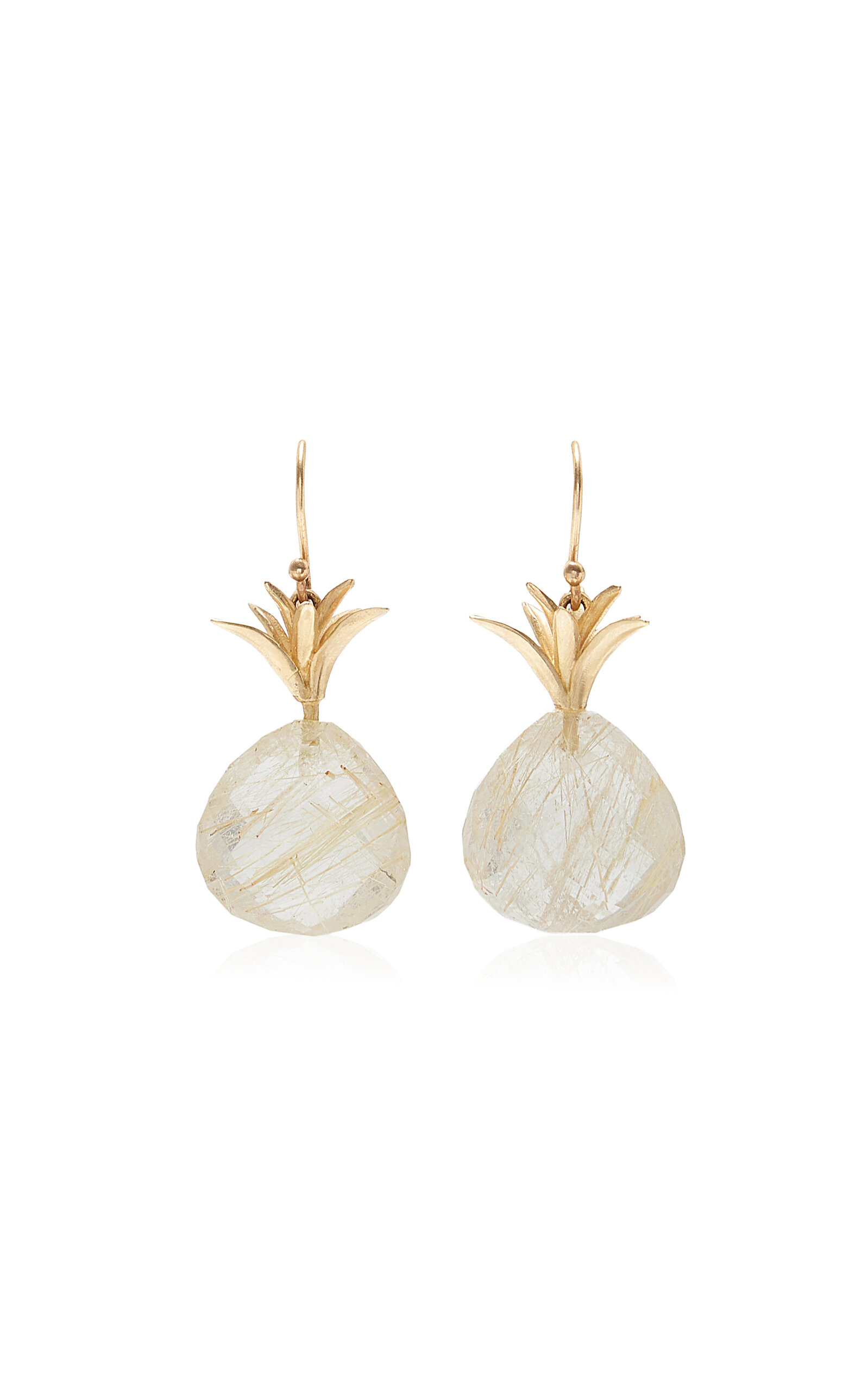 14K Gold Rutilated Quartz Earrings